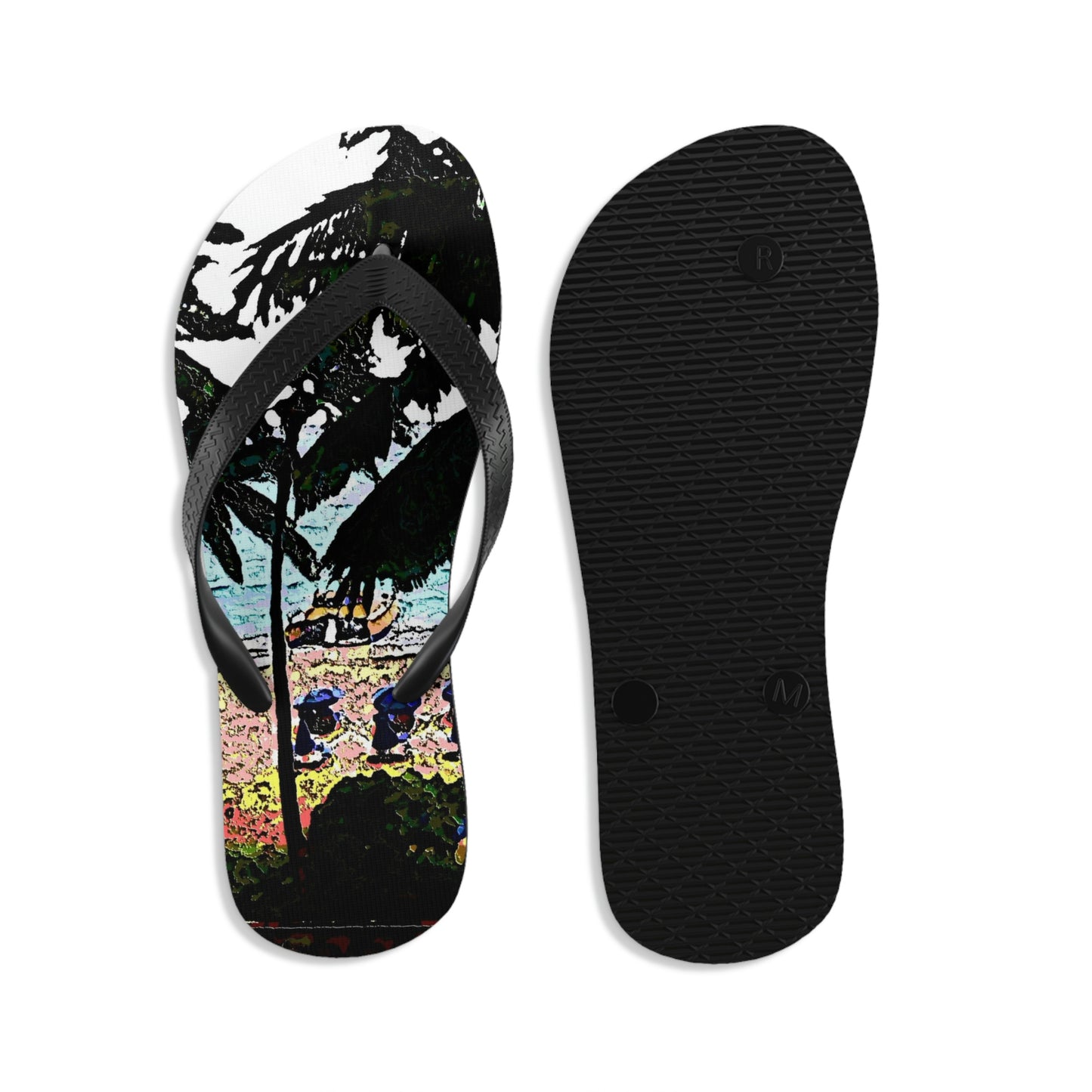 Unisex Flip-Flops ...  "A Beautiful Beach Amongst The Palms" ... The Outrigger Waikiki, Honolulu, Oahu ... Original Works ...