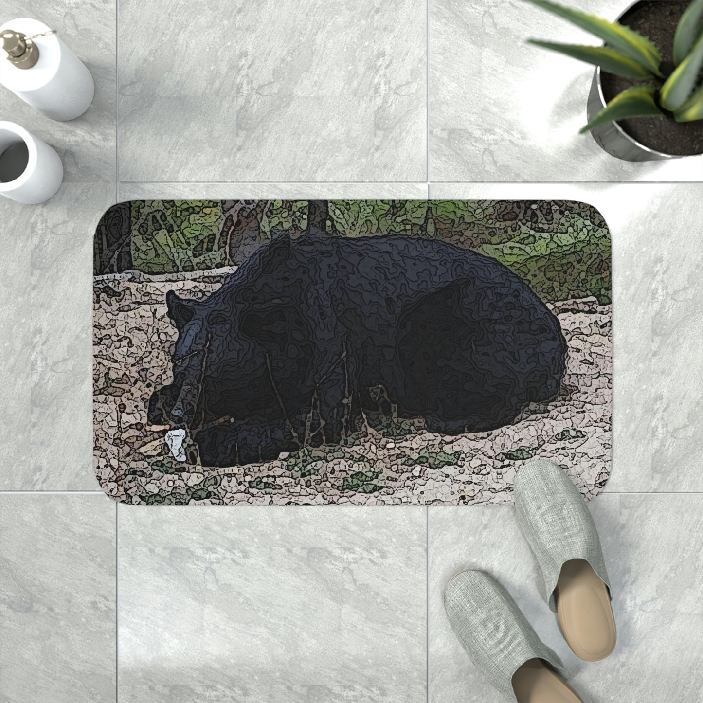 Memory Foam Bath Mat ... As You Go About Your Bathroom Duties ... "So Too Will Your Visitor" ...