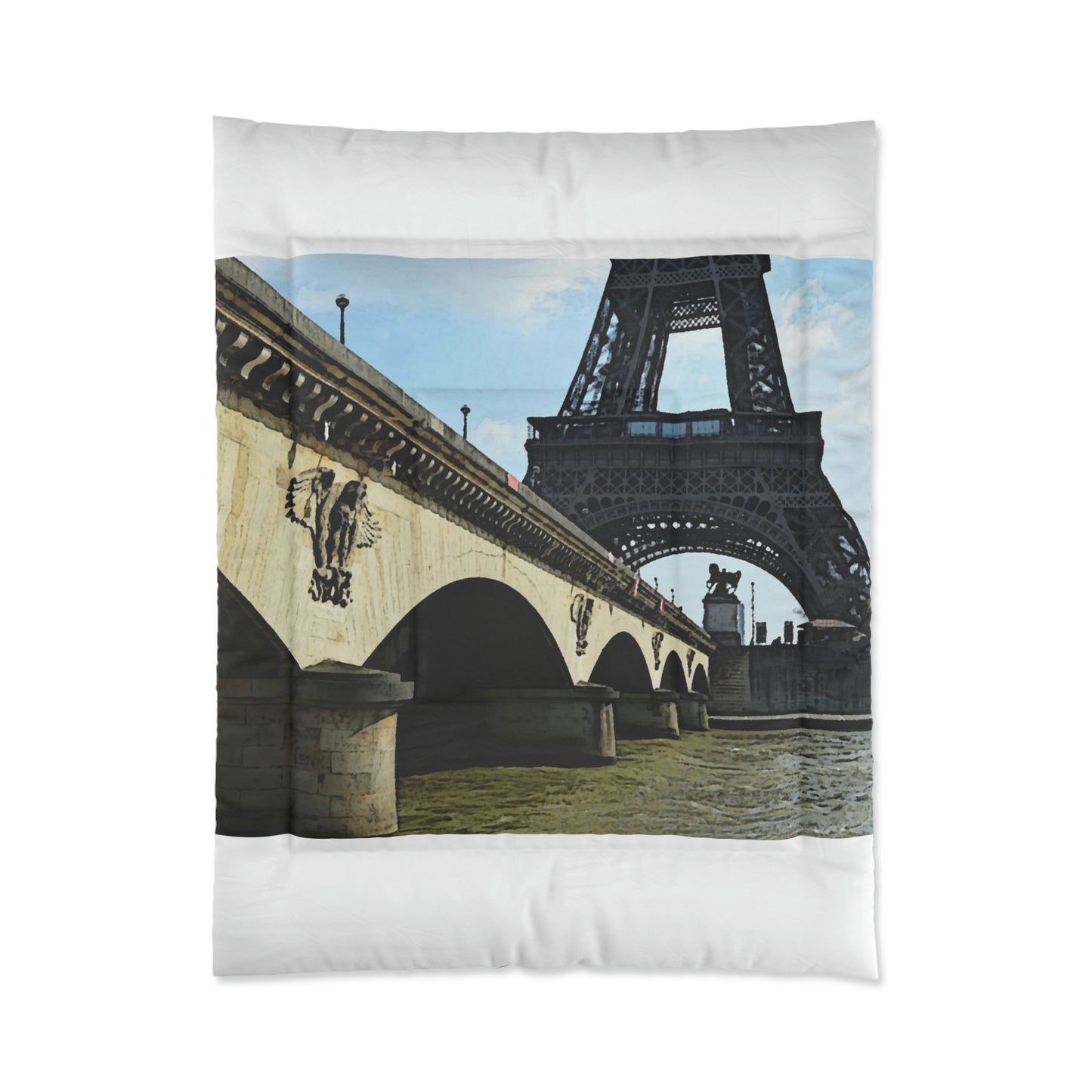 Comforter ...  Le Tour D'Eiffel ..."Along The Water" ... Barbara Joan Bonnell-Holt ... Le Voyage De Paris: 1972 ... Original Works ...