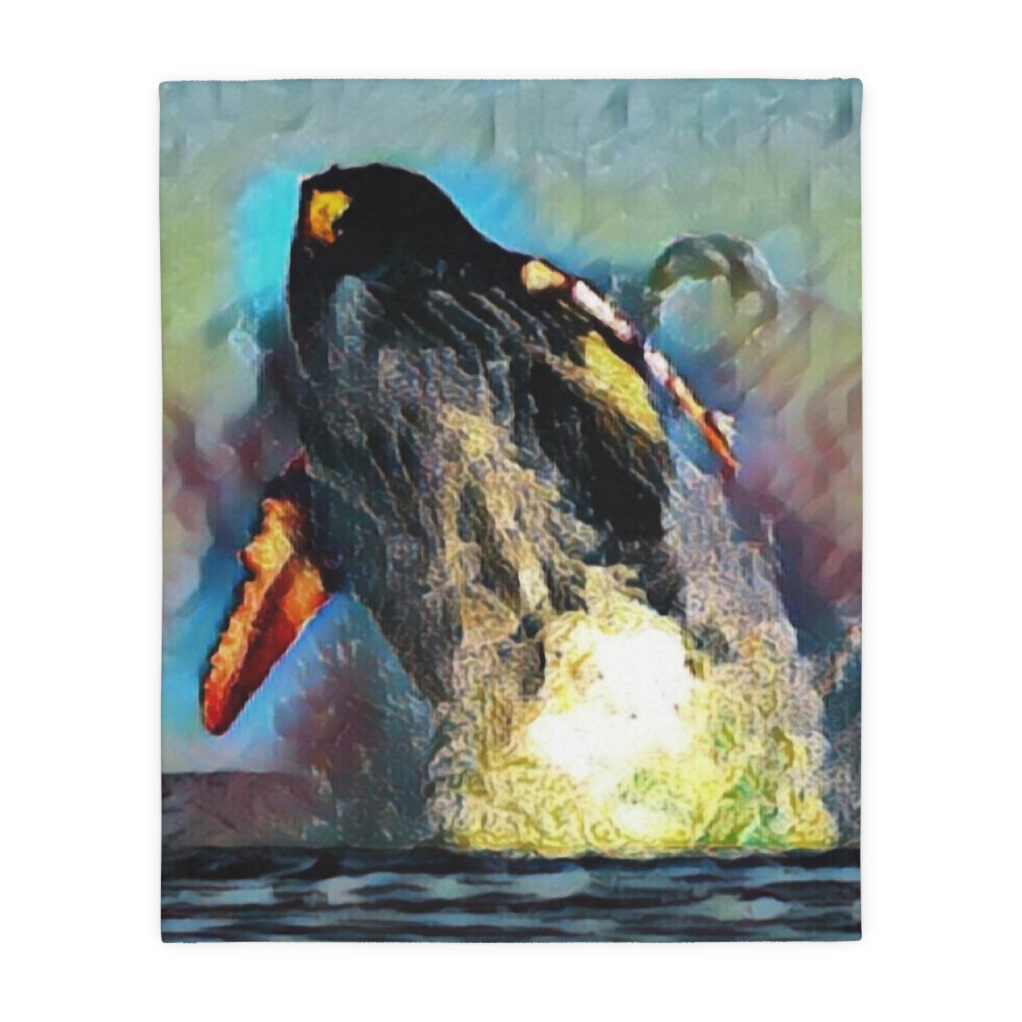 Velveteen Minky Blanket (Two-sided print) ... An Extraordinary Humpback Breach ... 'With Explosive Energy' ... Family Archives (KPH) ... Circa: 21st Century. Maui, HI ... Original Works ...
