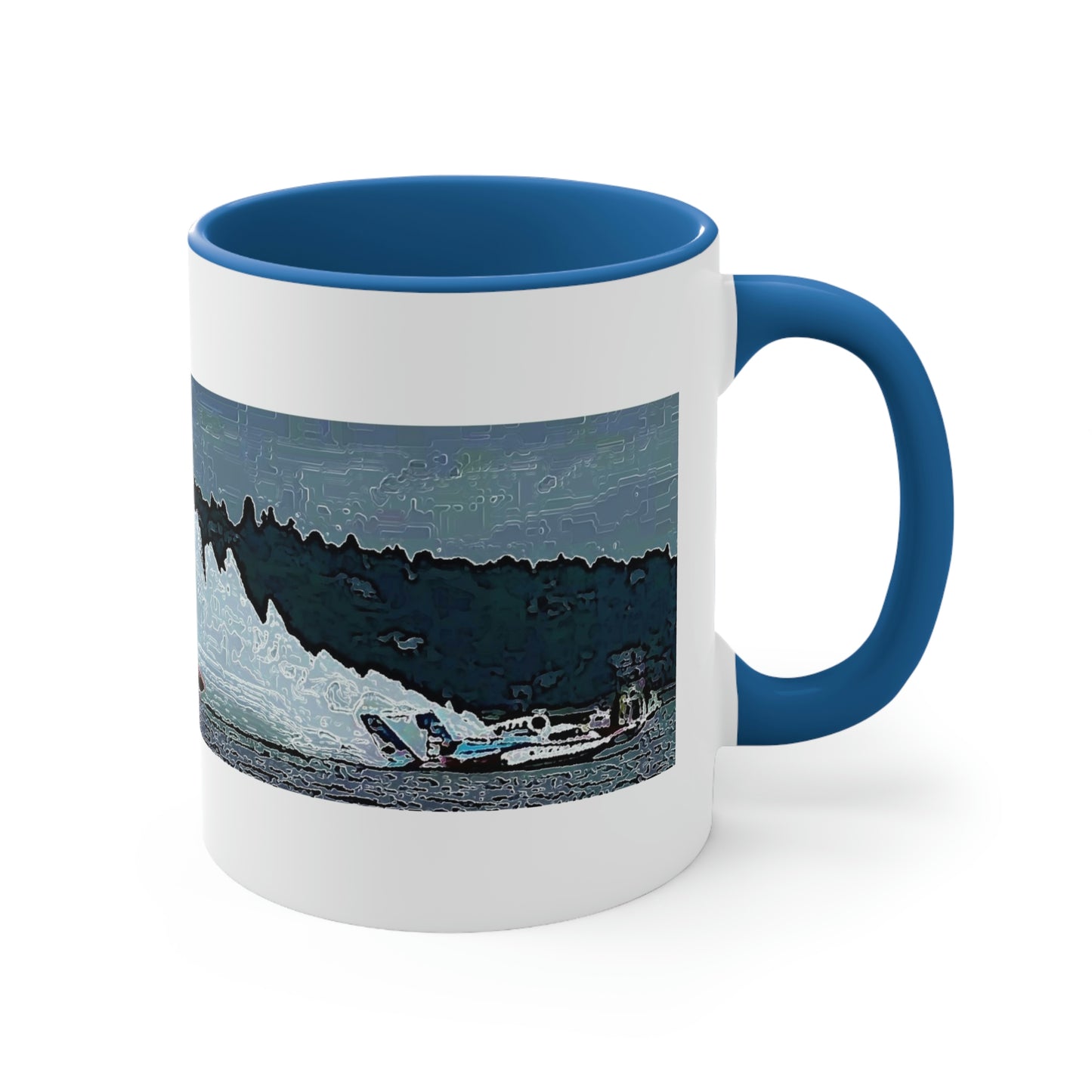 Accent Coffee Mug, 11oz ... Seattle Columbia Cup On Lake Washington ... "Dave Wilcox Heads For The Win" ... Associate Gift-Photo ... Original Works ...