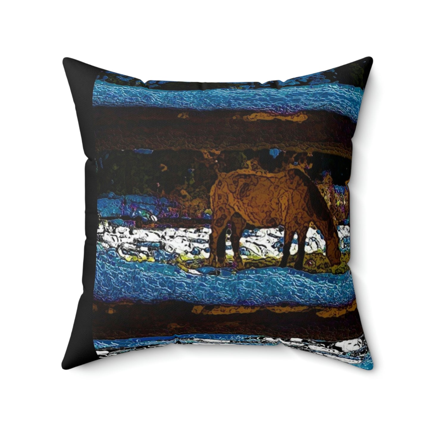 Spun Polyester Square Pillow ...  A Horse ... A Saddle ...  Foraging Through The Snow ...  An_Asses 'Cry' ... Central Idaho, November 2022 ...  Original Works ..