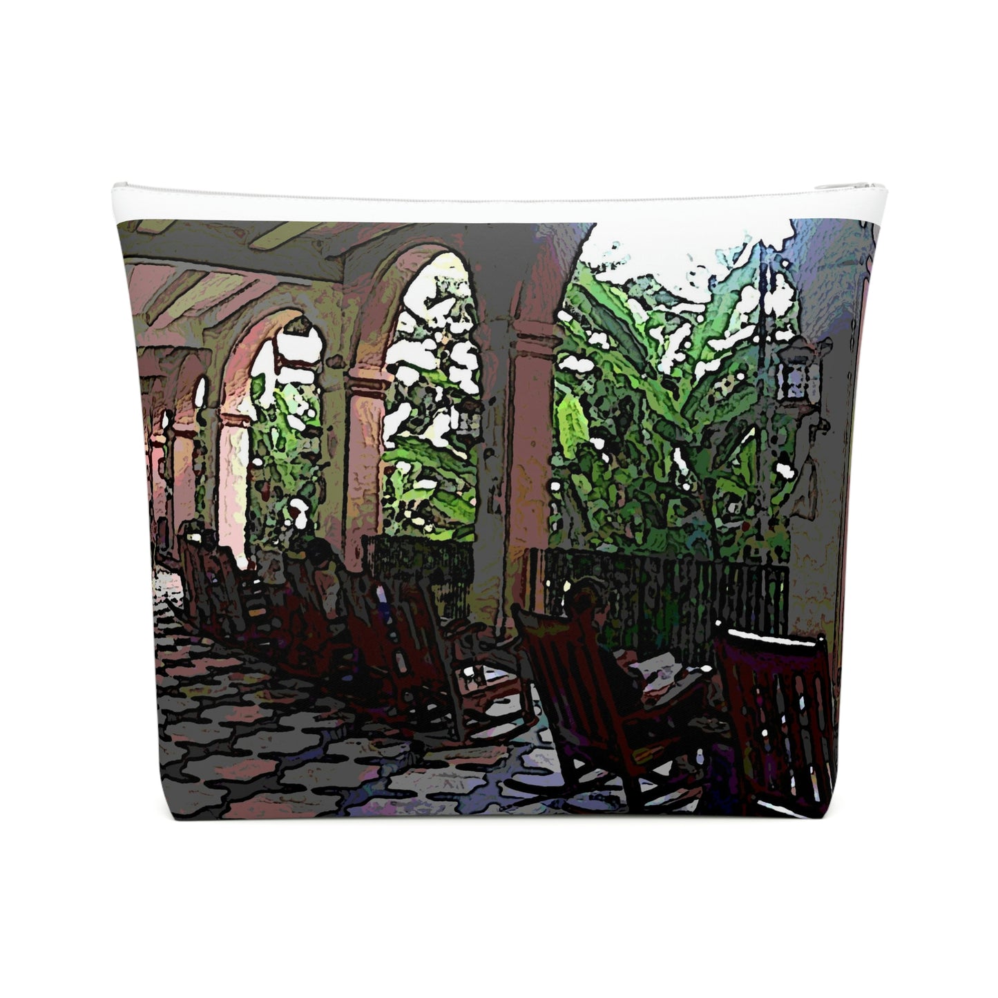Cotton Cosmetic Bag ...  Lanai & Rocking Chairs At: 'The Pink Palace' ... The Royal Hawai'ian ... Honolulu, HI ... '27Oct2014' ... Original Works ...
