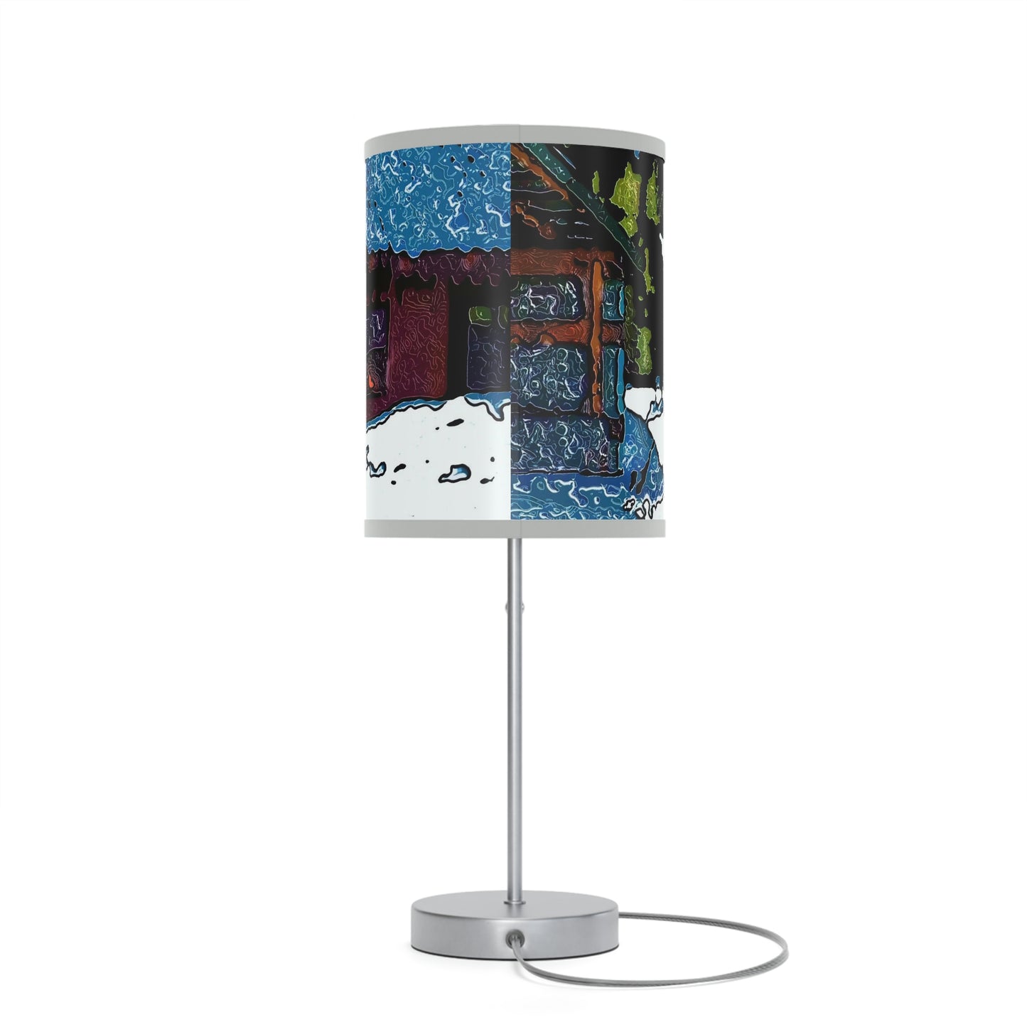 Lamp on a Stand, US|CA plug ... "A Rider Passeth-Through-It" ... Colors Galore & A Bit Of Impressionism ... Original Works. Winter 2021. Central Idaho. Rendering Time: 12 Hours ...