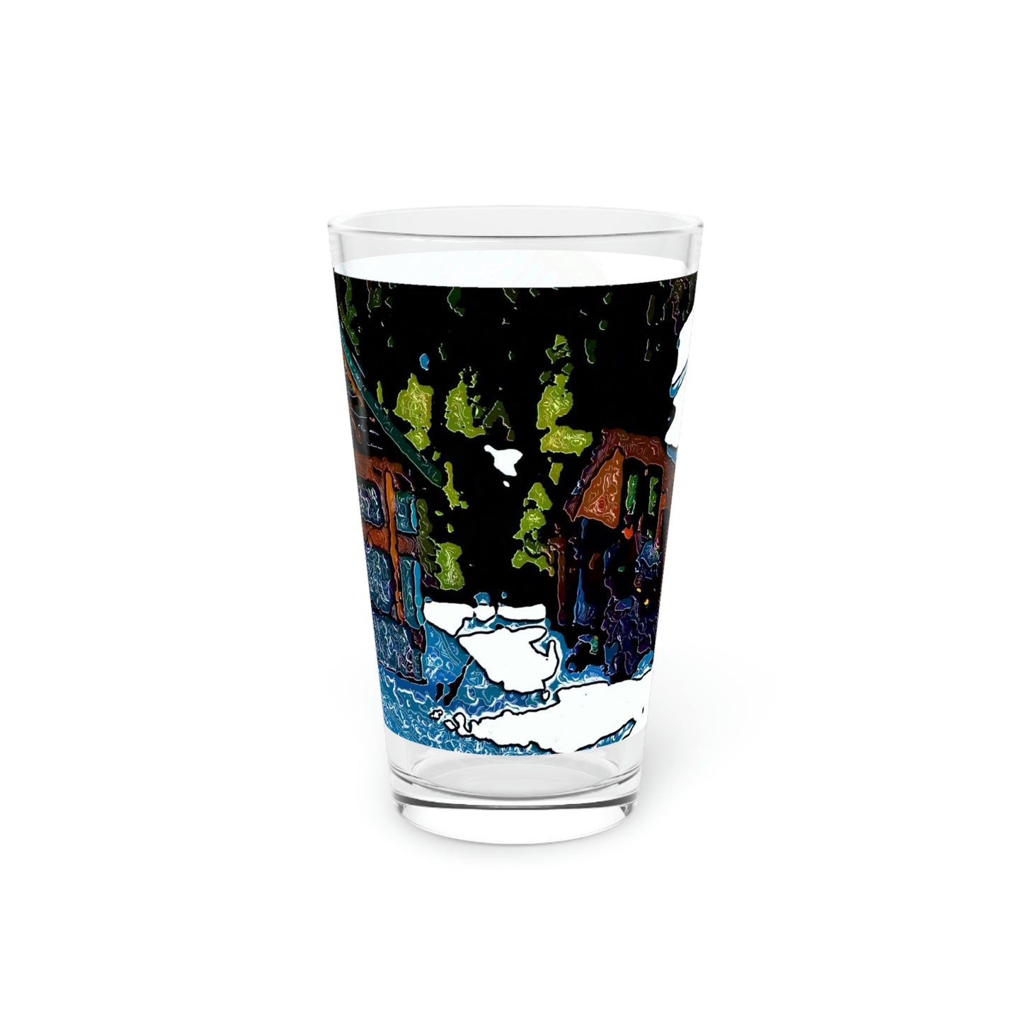 Pint Glass, 16oz ... "A Rider Passeth-Through-It" ... Colors Galore & A Bit Of Impressionism ... Original Works. Winter 2021. Central Idaho. Rendering Time: 12 Hours ...