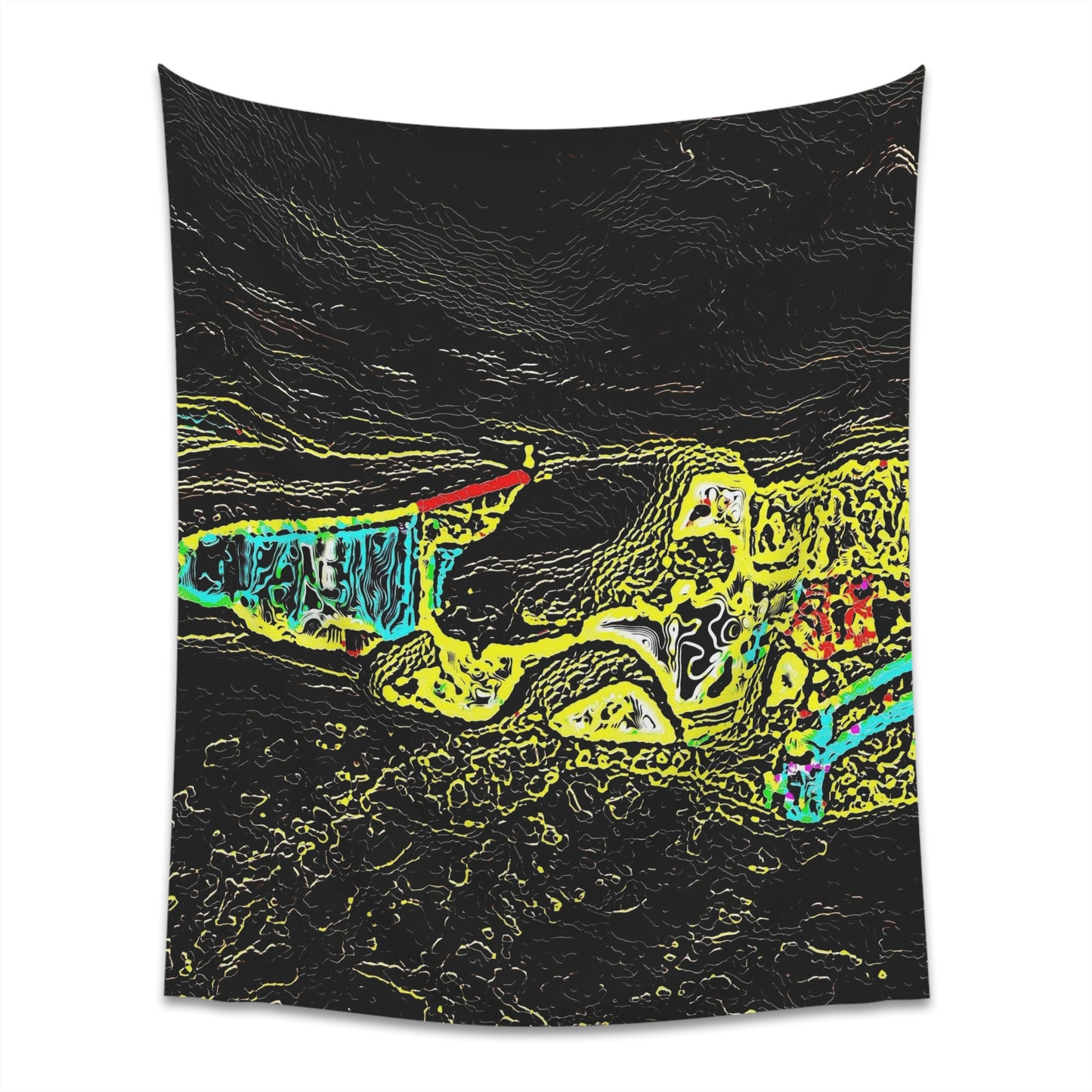 Printed Wall Tapestry ... "Snow Vehicle In Snow Storm At-Rest" ... Circa 12Mar23 ... Central Idaho ... 18-Hours Rendering Time: Original Works ...