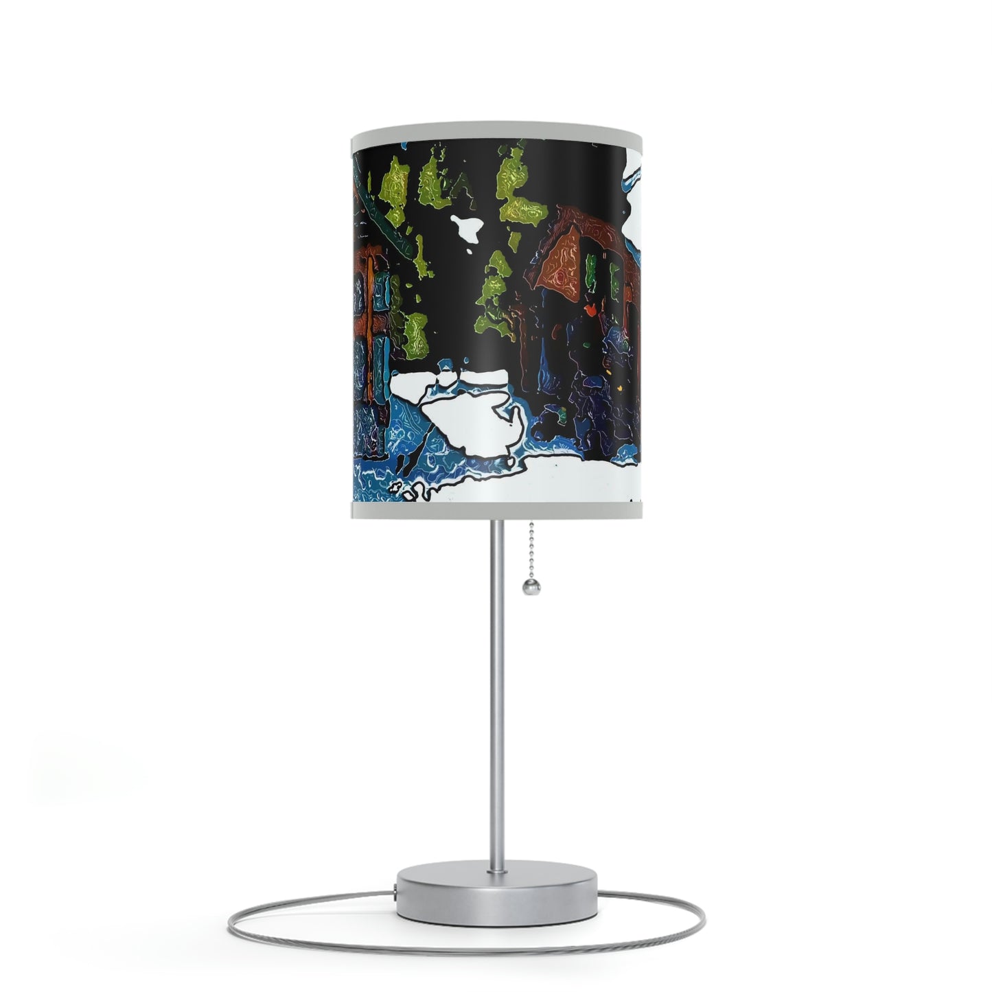 Lamp on a Stand, US|CA plug ... "A Rider Passeth-Through-It" ... Colors Galore & A Bit Of Impressionism ... Original Works. Winter 2021. Central Idaho. Rendering Time: 12 Hours ...