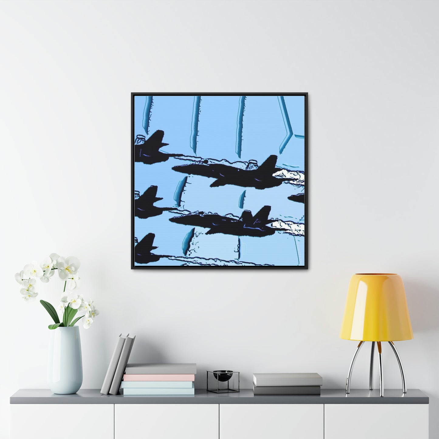 Gallery Canvas Wraps, Square Frame ... Seattle Seafair ..."Blue Angels Run Over Lake Washington" ... Circa Mid 1980's ... Dr FJ Holt ... Original Works ...