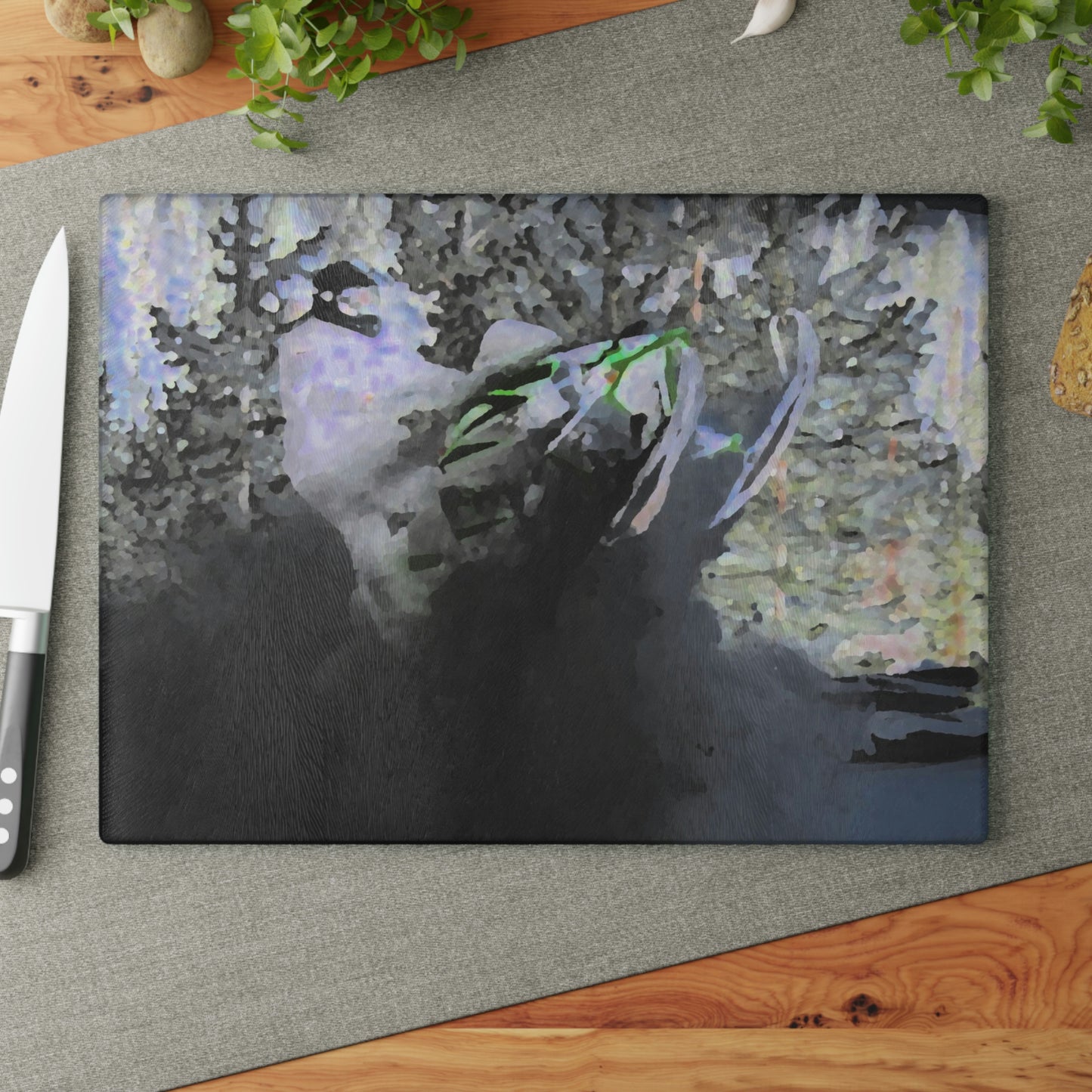 Glass Cutting Board ...  "Come Fly With Us At CIP Airways" .. CIP: Central_Idaho-Properties ...