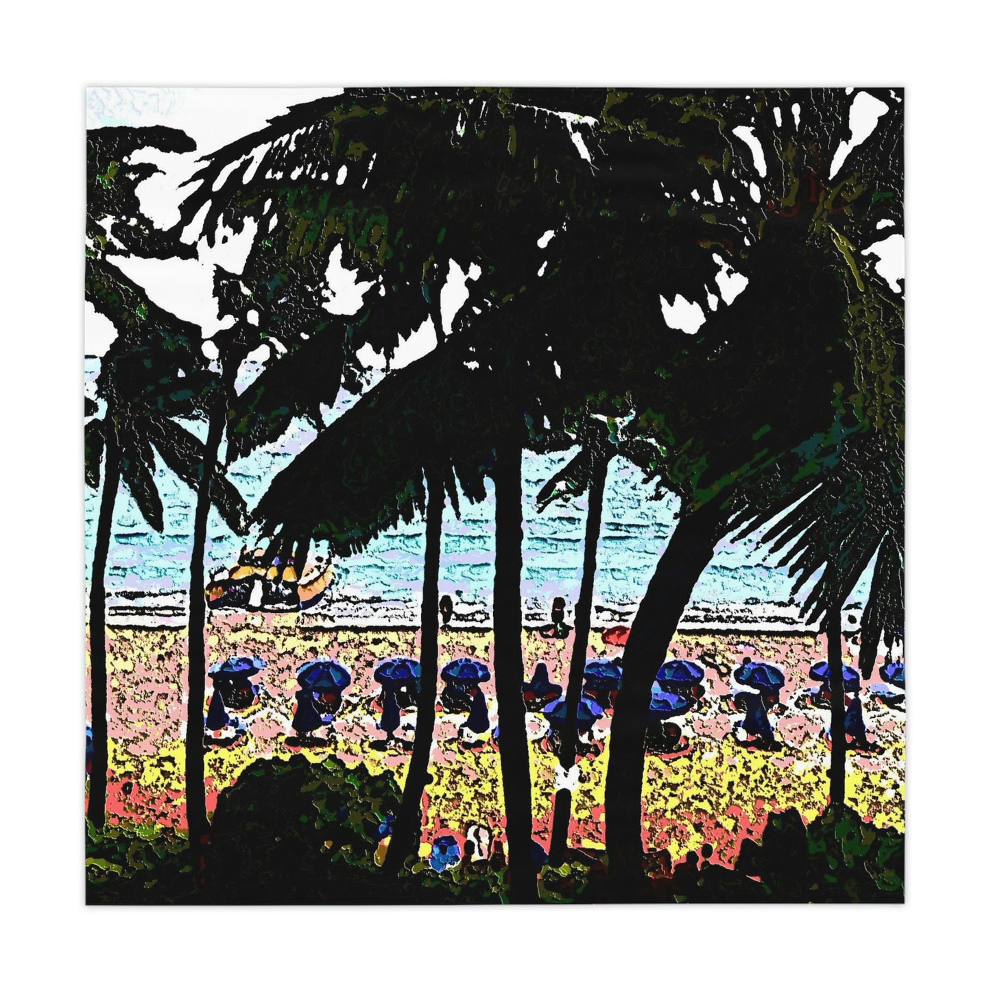 Tablecloth ... "A Beautiful Beach Amongst The Palms" ... The Outrigger Waikiki, Honolulu, Oahu ... Original Works ...