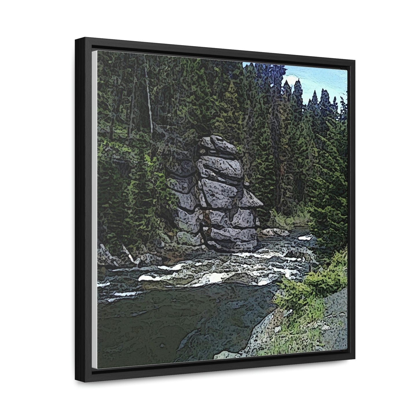 Gallery Canvas Wraps, Square Frame ...  "I Am Innocent" ... Tricky-Dick Immortalized ... Nixon Rock: Along The River ... Central Idaho, Summer 2020 ... Original Works ...