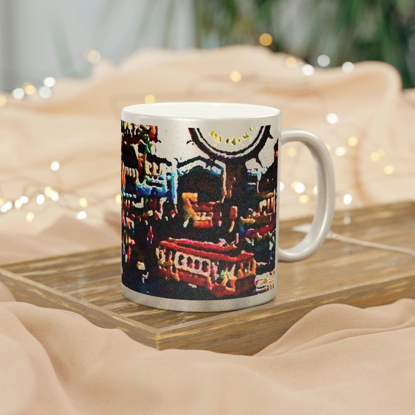 Metallic Mug (Silver\Gold) ...  "No.9 Fishermen's Grotto - Fishermen's Wharf, SF, California" ... Family Archives: 1970's ... Original Works ...