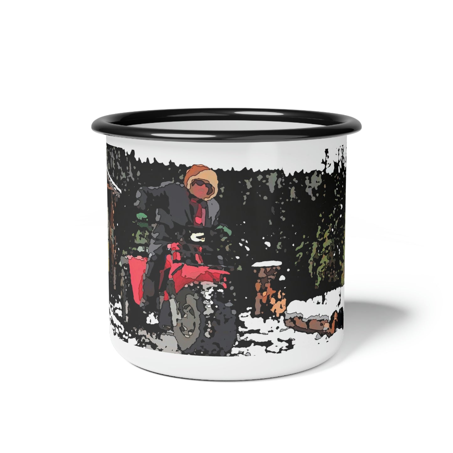 Enamel Camp Cup ... Snow ... Fractals ... Three-Wheeler-Speed ... & "Warmth-In-A-Mug!" ...