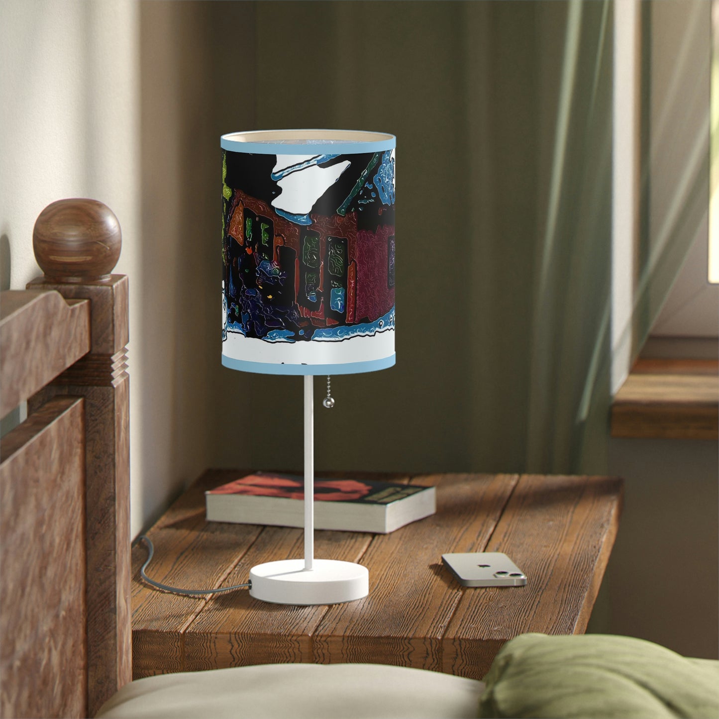 Lamp on a Stand, US|CA plug ... "A Rider Passeth-Through-It" ... Colors Galore & A Bit Of Impressionism ... Original Works. Winter 2021. Central Idaho. Rendering Time: 12 Hours ...
