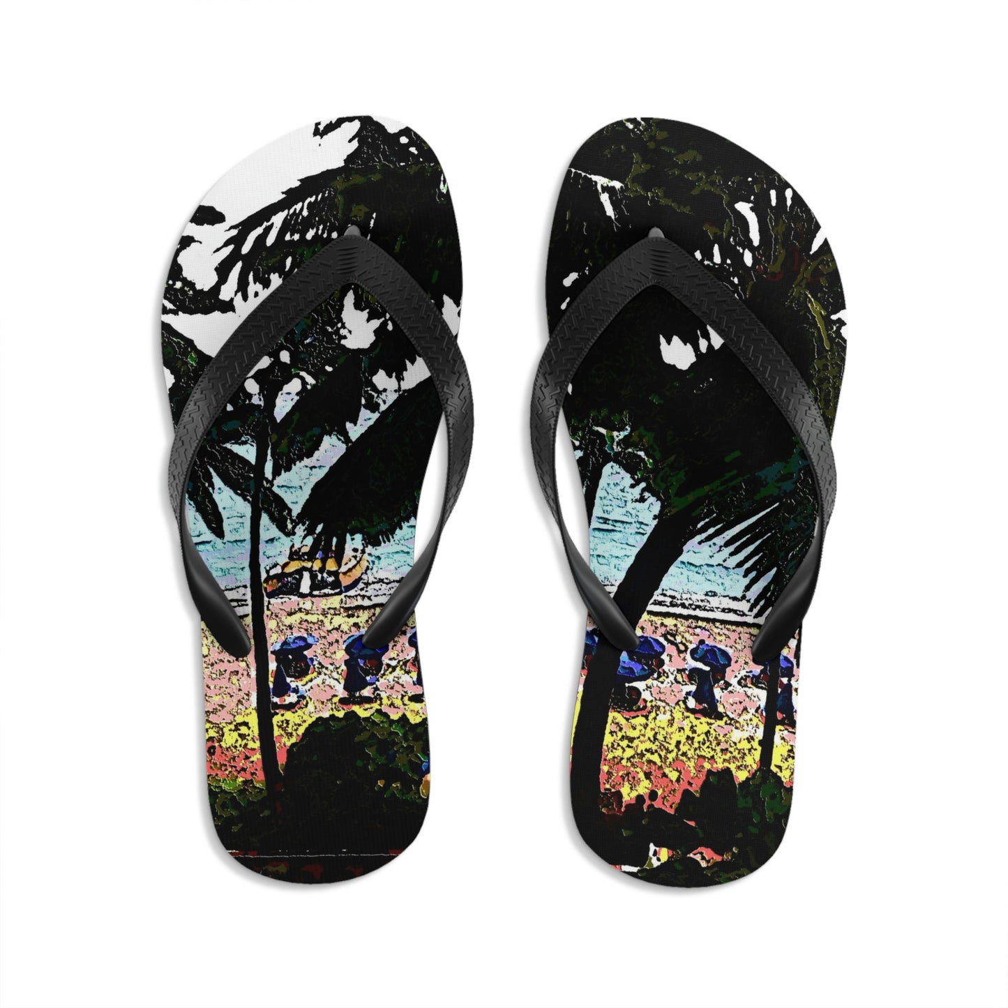 Unisex Flip-Flops ...  "A Beautiful Beach Amongst The Palms" ... The Outrigger Waikiki, Honolulu, Oahu ... Original Works ...