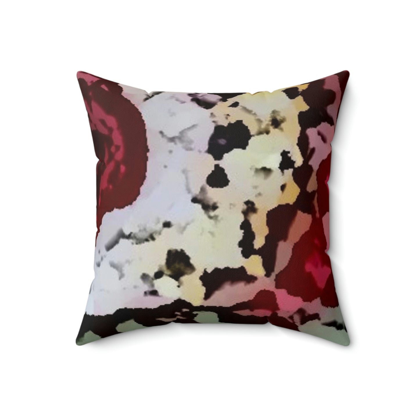 Spun Polyester Square Pillow ... "A Friendly Flower" ... Pointsettia 'Pointing' ... Original Works ... (Supplied Photograph) ...