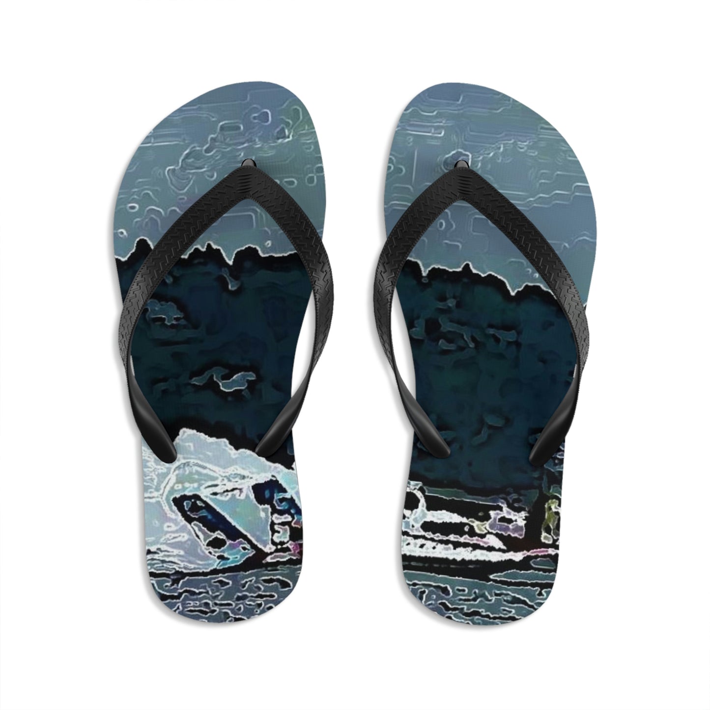 Unisex Flip-Flops ...  Seattle Columbia Cup On Lake Washington ... "Dave Wilcox Heads For The Win" ... Associate Gift-Photo ... Original Works ...