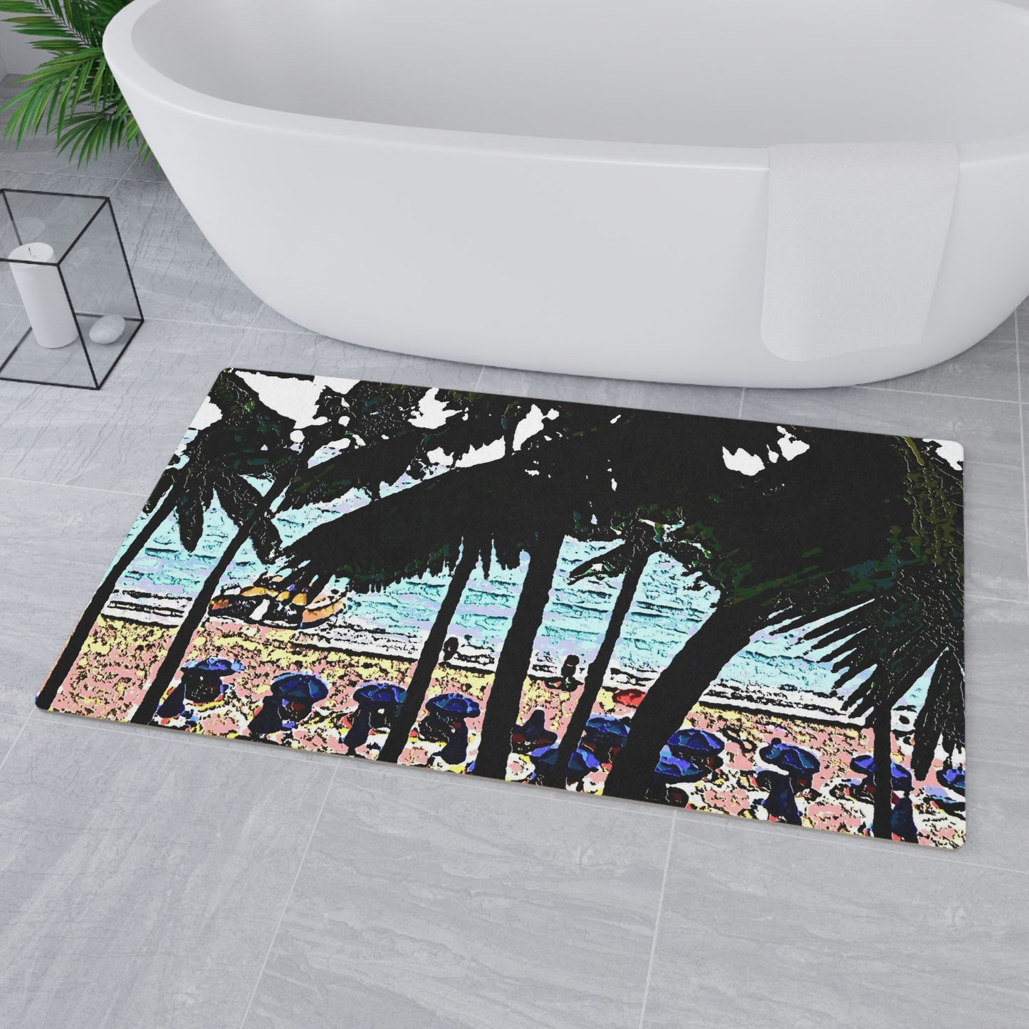 Floor Mat ... "A Beautiful Beach Amongst The Palms" ... The Outrigger Waikiki, Honolulu, Oahu ... Original Works ...