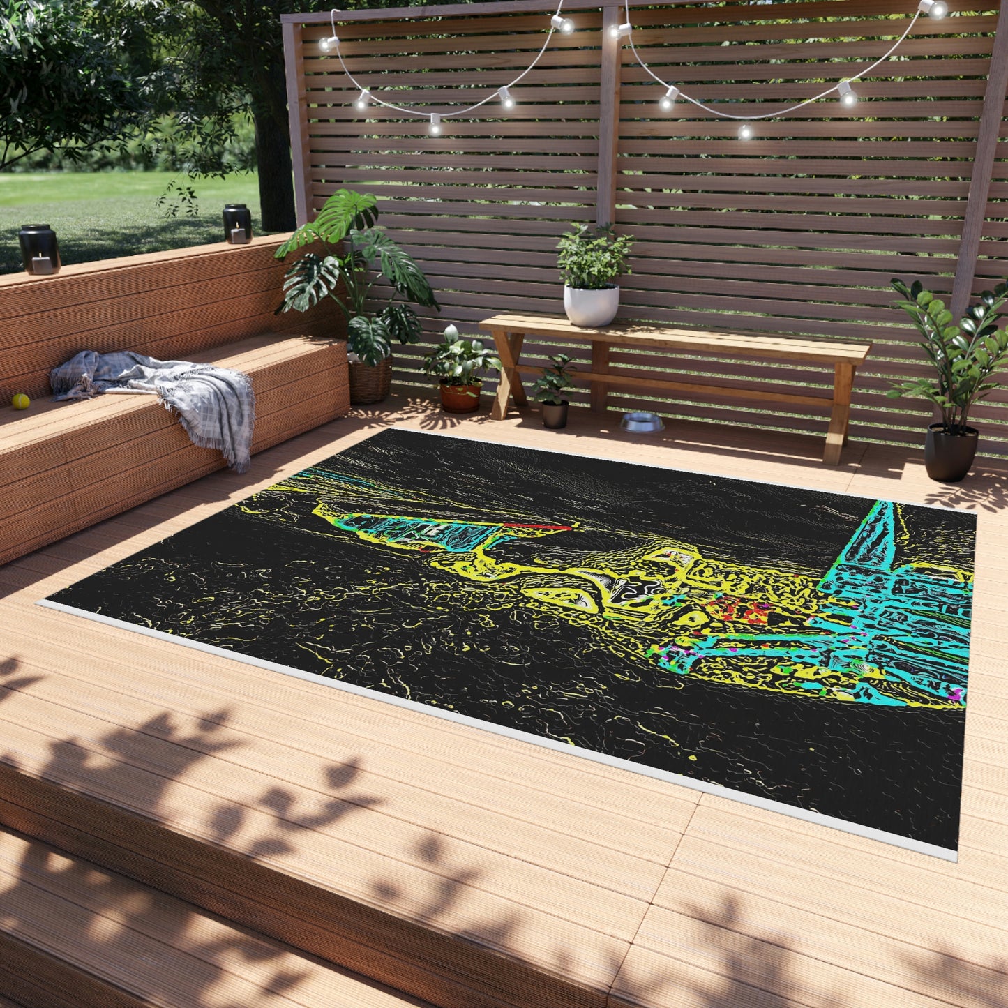 Outdoor Rug ... "Snow Vehicle In Snow Storm At-Rest" ... Circa 12Mar23 ... Central Idaho ... 18-Hours Rendering Time: Original Works ...