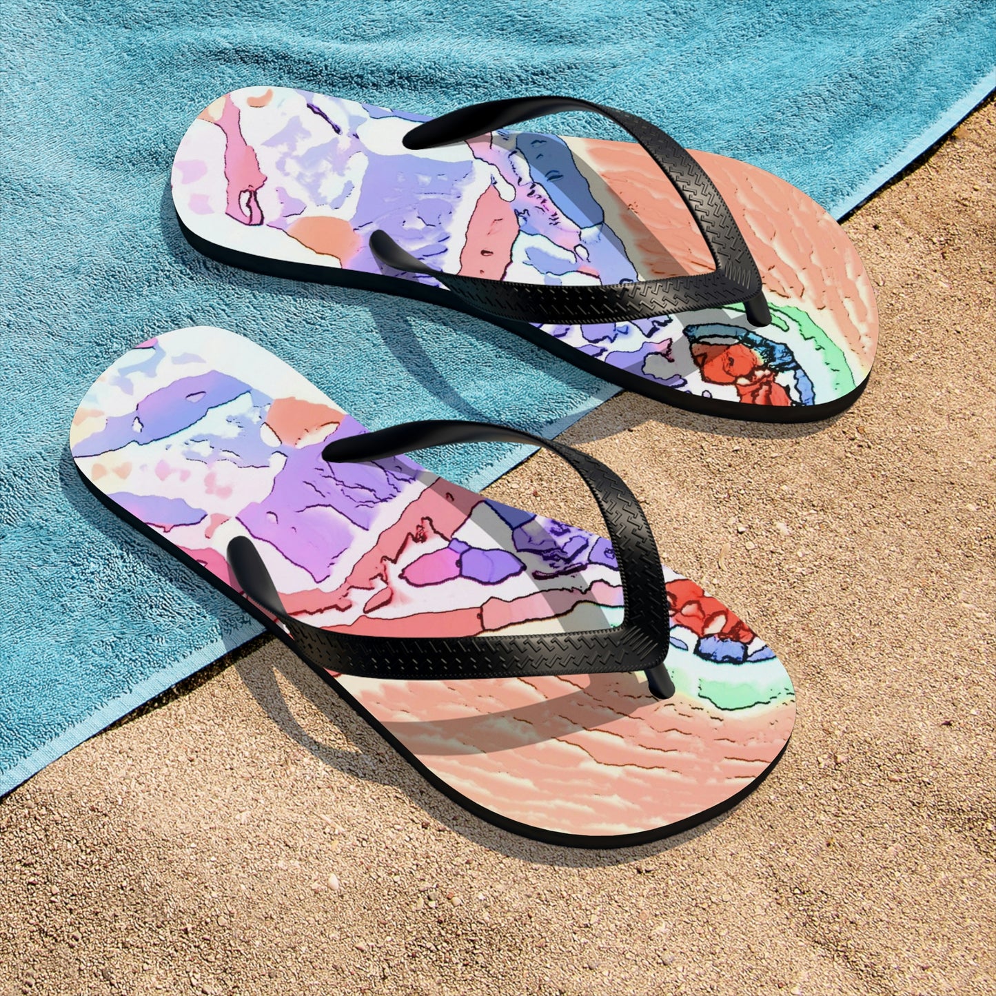 Unisex Flip-Flops ... "Seattle's World Fair" ... Below Space Needle 'Looking Up' ... On A Very Rainy Morning (Father's Family Photo). ... Original ...