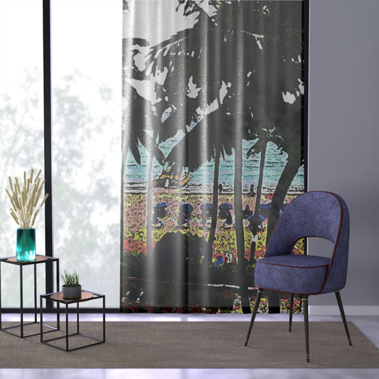 Window Curtain ... "A Beautiful Beach Amongst The Palms" ... The Outrigger Waikiki, Honolulu, Oahu ... Original Works ...