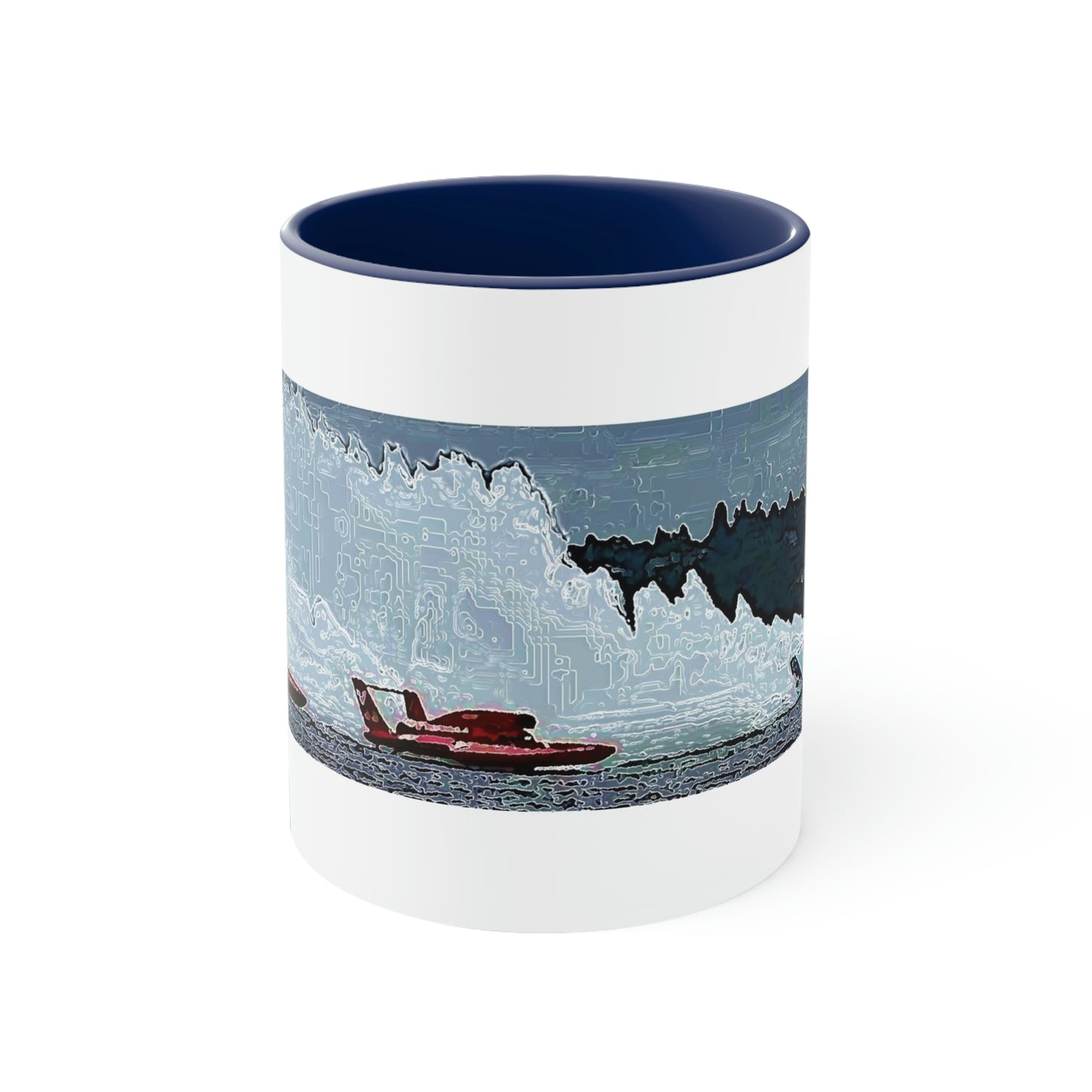 Accent Coffee Mug, 11oz ... Seattle Columbia Cup On Lake Washington ... "Dave Wilcox Heads For The Win" ... Associate Gift-Photo ... Original Works ...