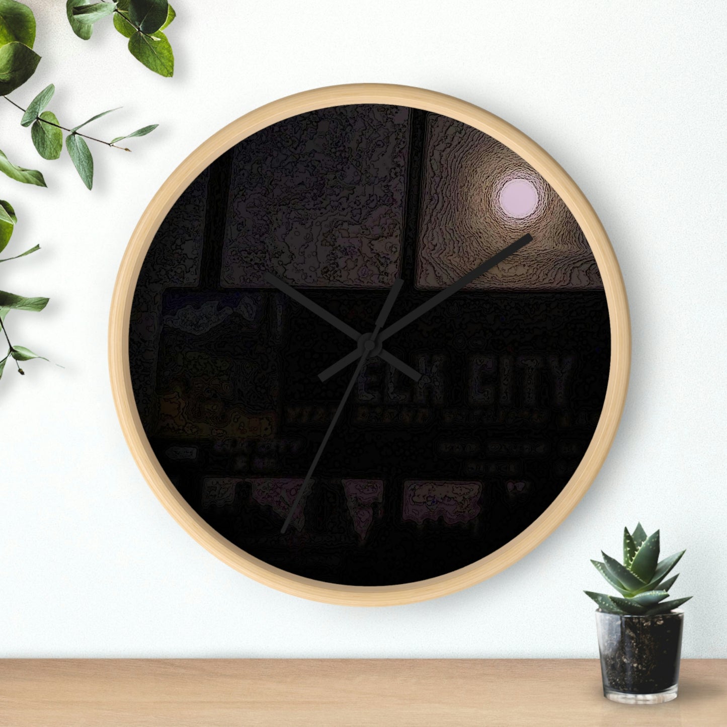 Wall clock ... Car Approaches From The Stern ... Moon Ascendary From The Bow ... "Two Friendly Travellers On A Cold Night Near Elk City" ... C