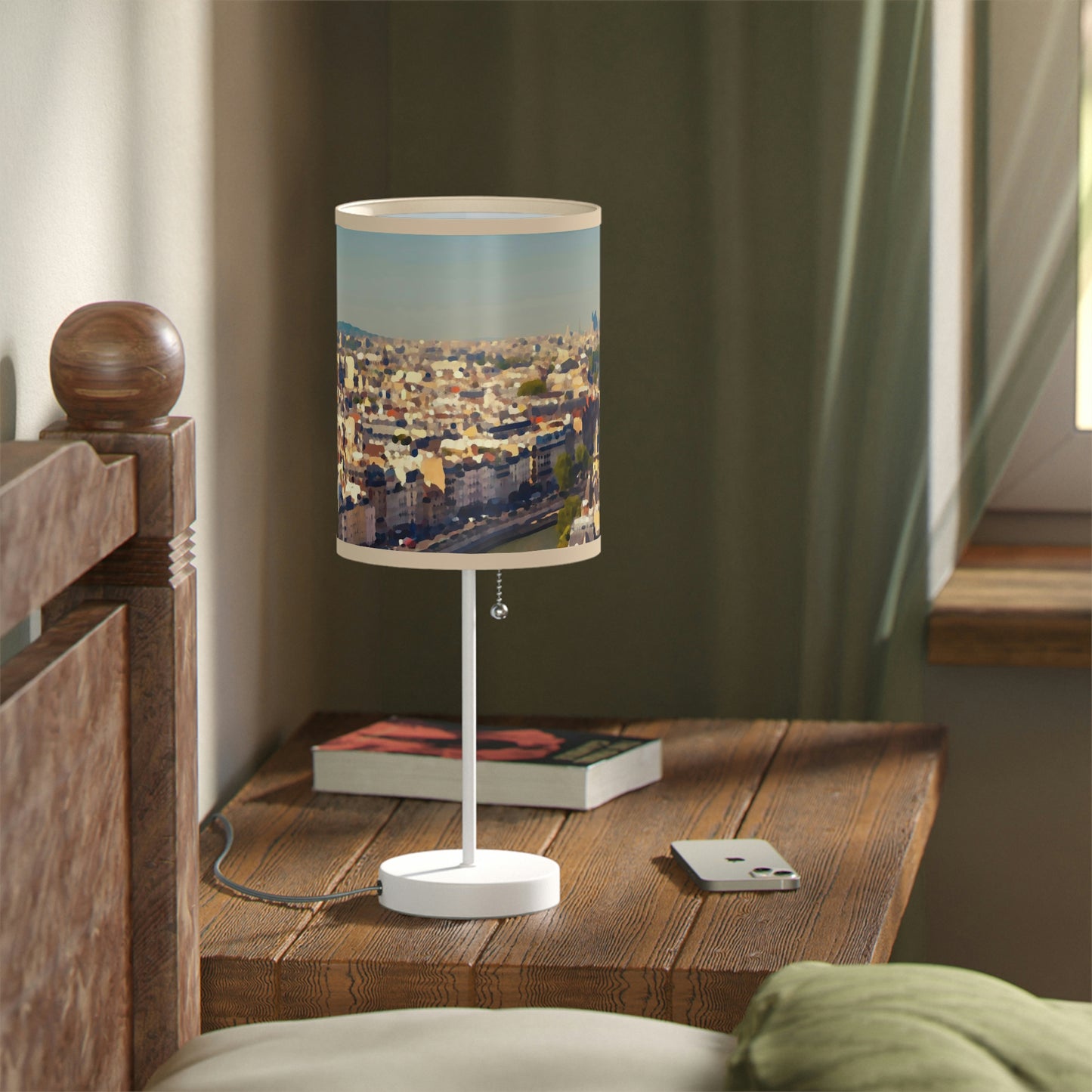 Lamp on a Stand, US|CA plug ... Au Paris ... "Along The River Seine" ... Barbara Joan Bonnell-Holt: 1972 ... Original Works ...