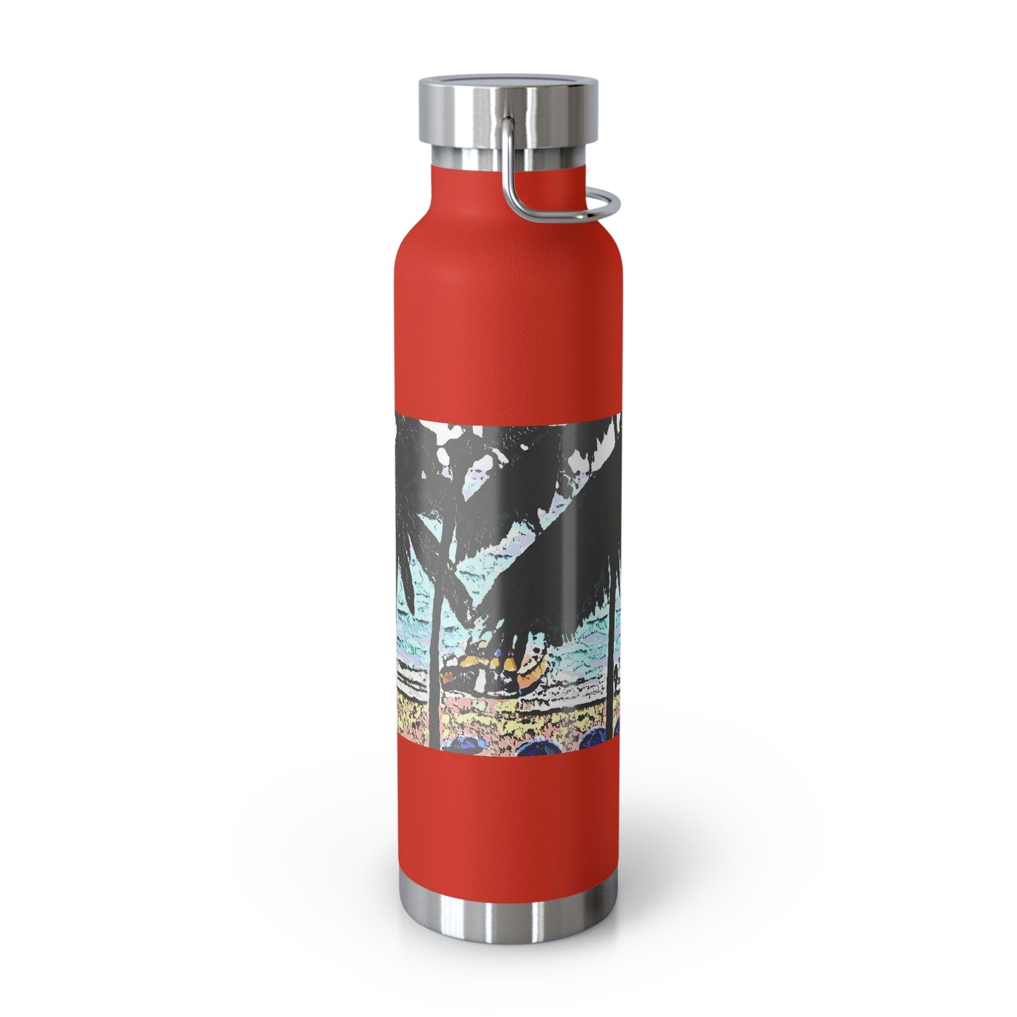 Copper Vacuum Insulated Bottle, 22oz ... "A Beautiful Beach Amongst The Palms" ... The Outrigger Waikiki, Honolulu, Oahu ... Original Works ...