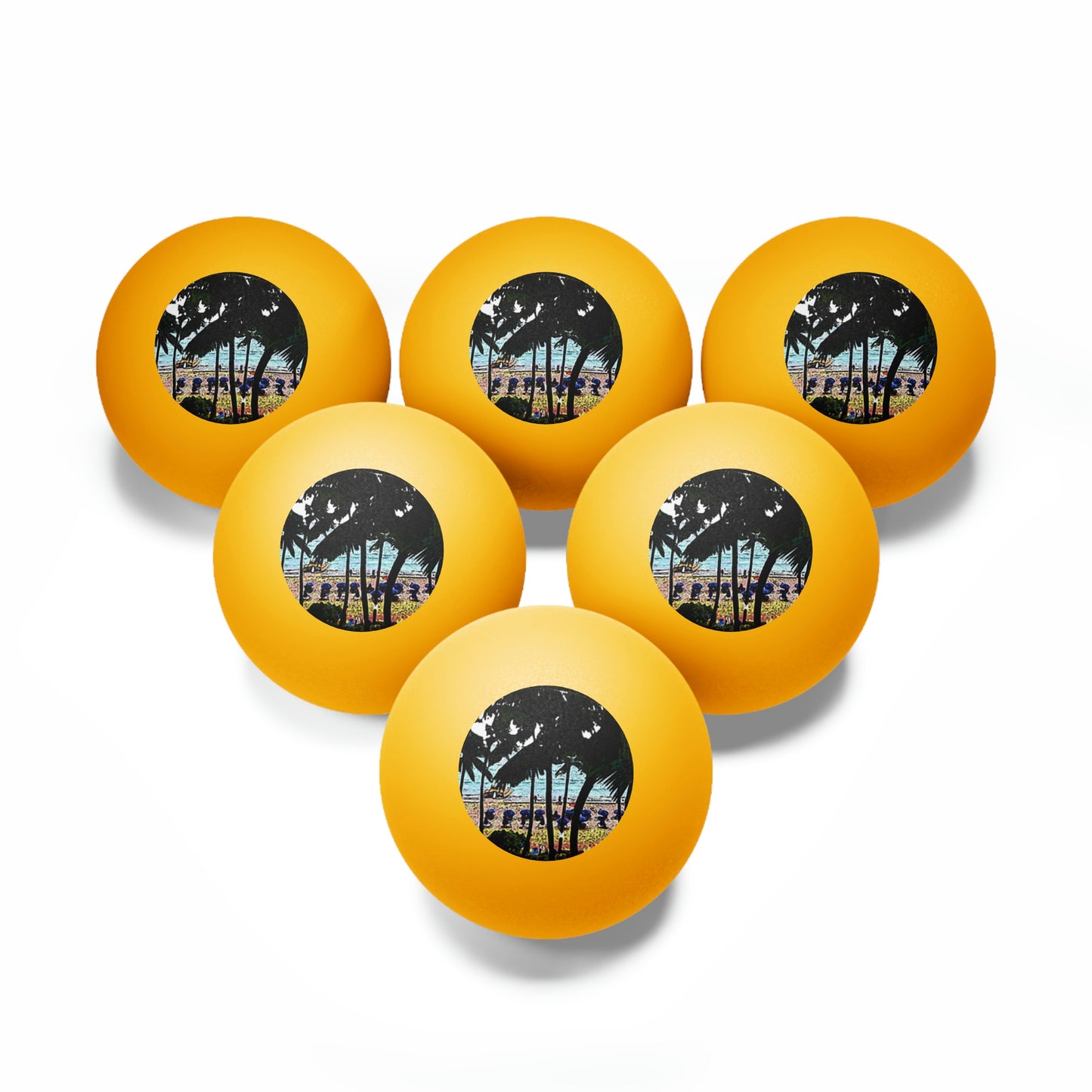 Ping Pong Balls, 6 pcs ... "A Beautiful Beach Amongst The Palms" ... The Outrigger Waikiki, Honolulu, Oahu ... Original Works ...
