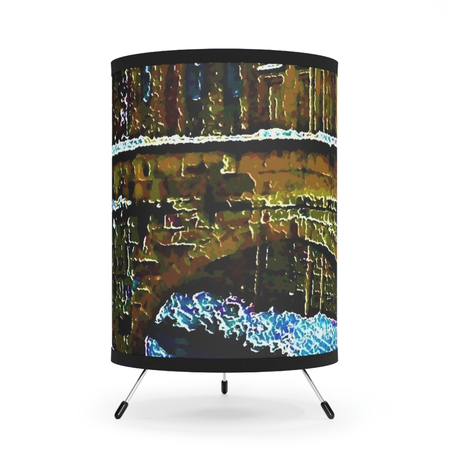 Tripod Lamp with High-Res Printed Shade, US\CA plug ... Walikng The Streets & Alleys ... 'Strolling The Canals ... '  ... Original Works  ...