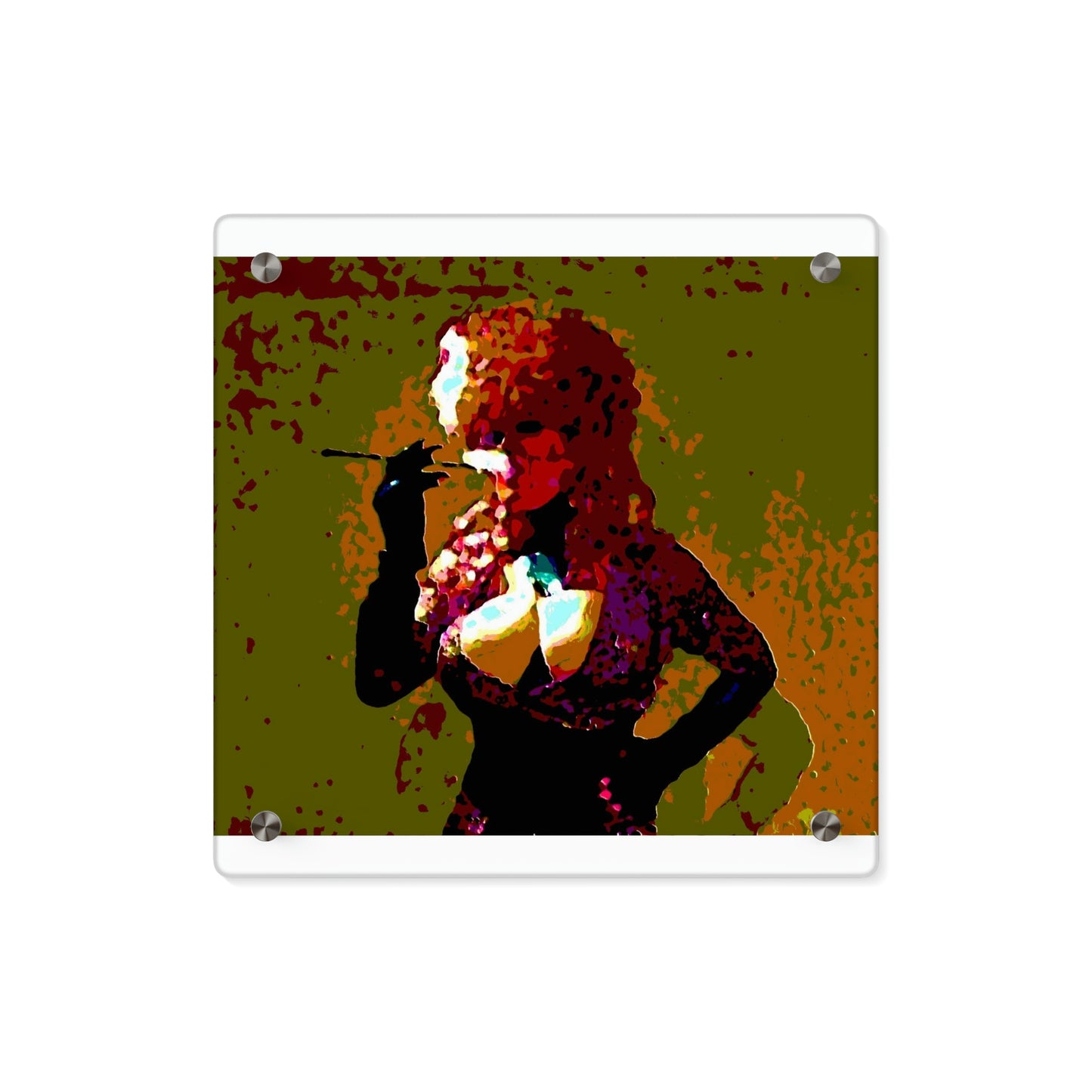 Acrylic Wall Art Panels ...  A Colleague Overseas ... 'Enjoying A Fag' ... Original Works ... "April Fools 2023" ... Hot-Tranny-Smoke ...