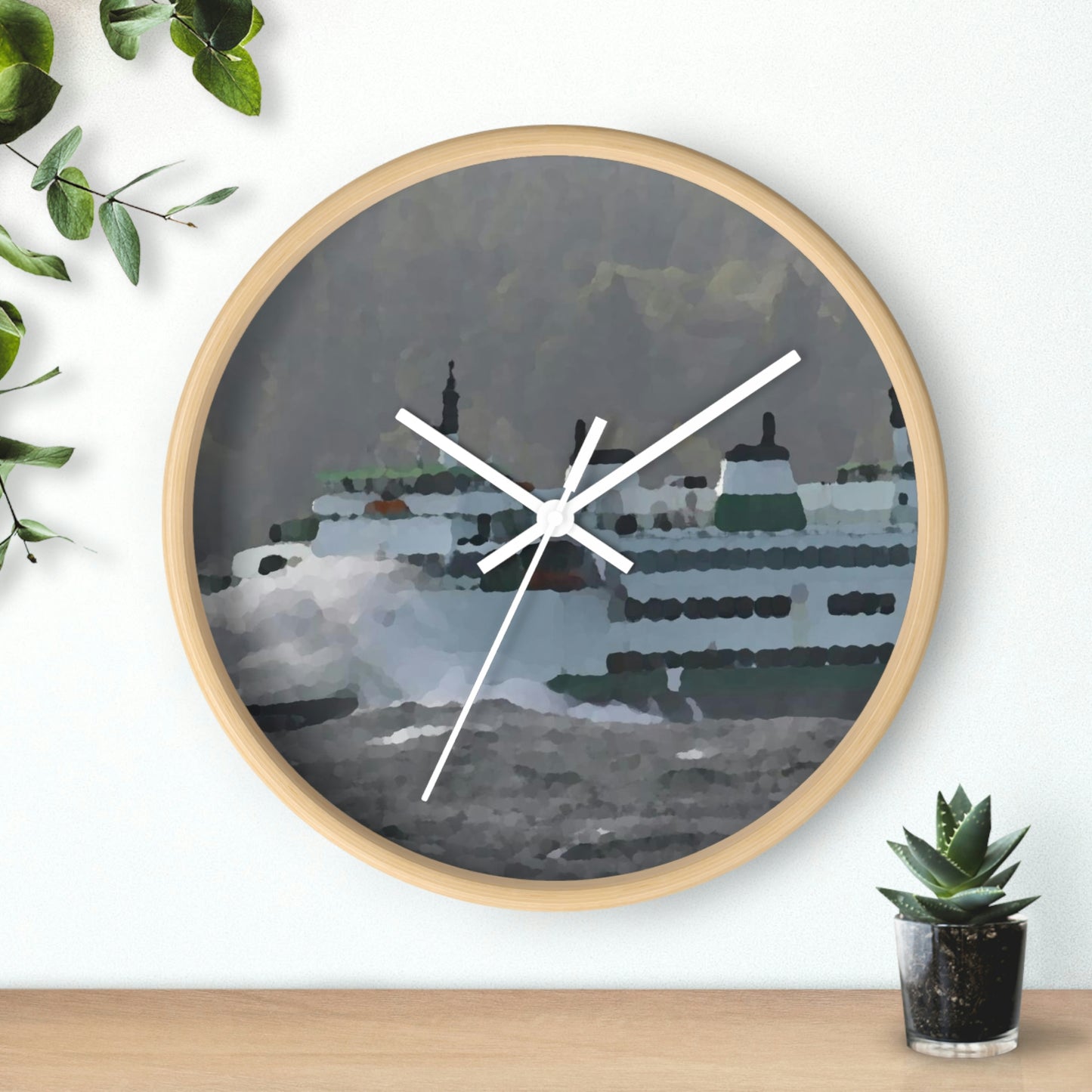 Wall clock ... WADOT Ferry Crossing ... "A Very Rough Day" ... Mulkiteo Route ... Family Archives ... Early 1990's' ... Original Works ...