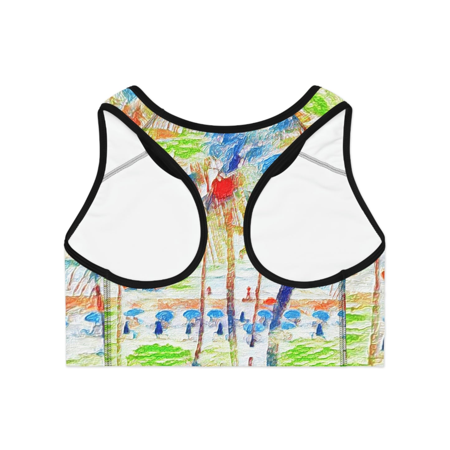 Sports Bra (AOP) ... "The Royal Hawai'ian: Waikiki Beach_Beach" ... Honolulu, HI ... Ocotber 2014 (Halloween) ... Original Works ...