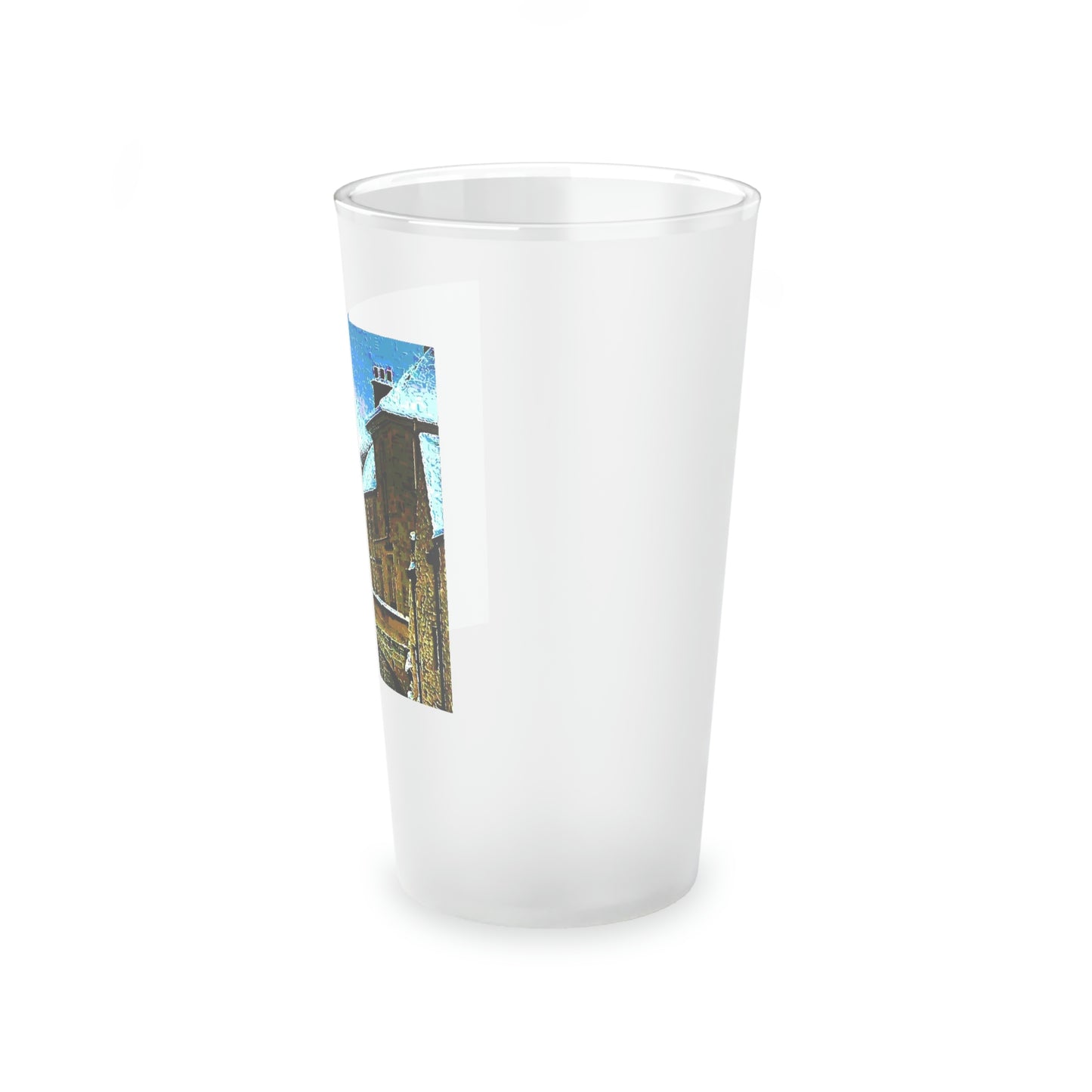 Frosted Pint Glass, 16oz ...  Walikng The Streets & Alleys ... 'Strolling The Canals ... '  ... Original Works  ...