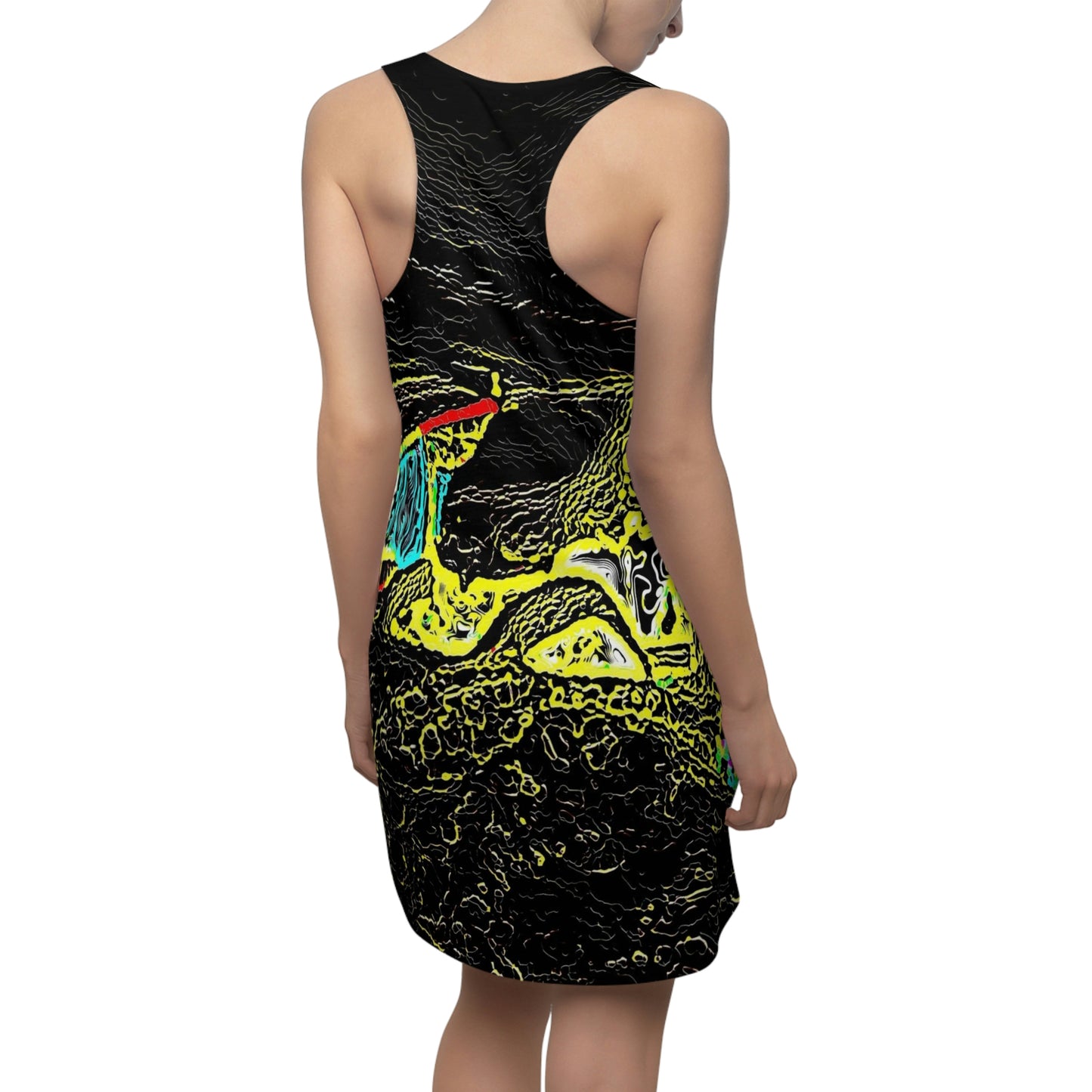 Women's Cut & Sew Racerback Dress (AOP) ... "Snow Vehicle In Snow Storm At-Rest" ... Circa 12Mar23 ... Central Idaho ... 18-Hours Rendering Time: Original Works ...