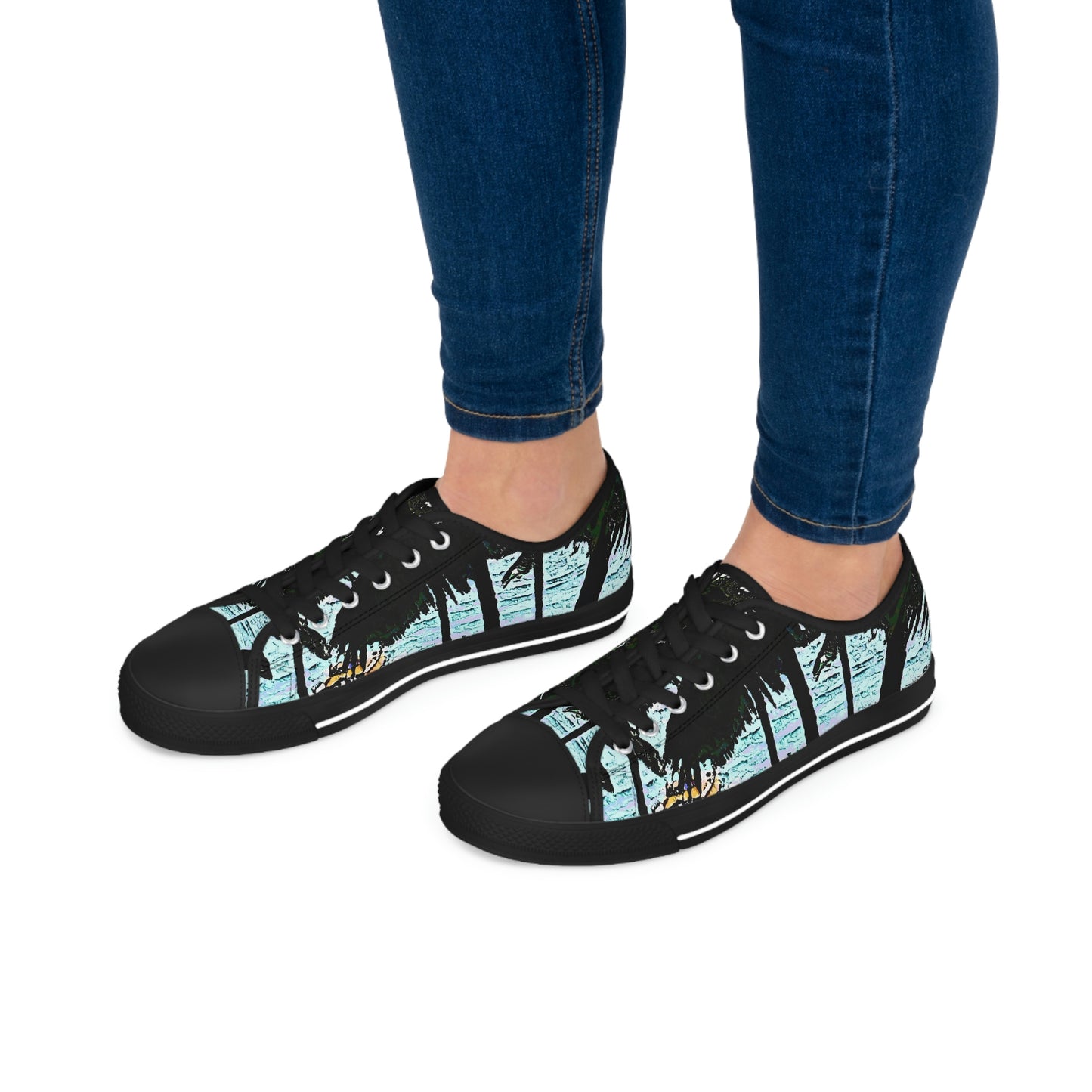 Women's Low Top Sneakers ... "A Beautiful Beach Amongst The Palms" ... The Outrigger Waikiki, Honolulu, Oahu ... Original Works ...