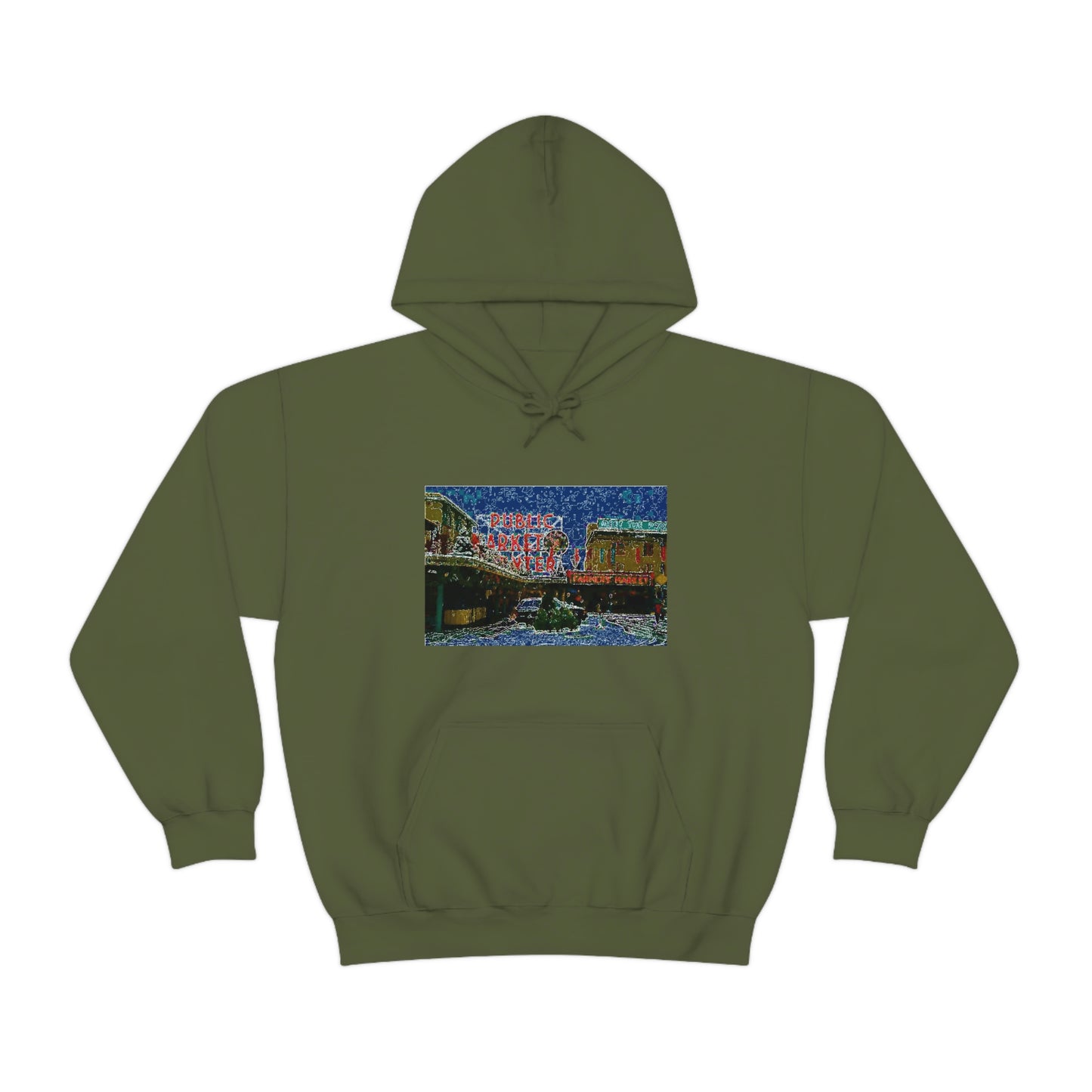 Unisex Heavy Blend™ Hooded Sweatshirt ... Pike Place Market: 'The Public Market', Seattle, Washington. Circa Fall 2013 ...