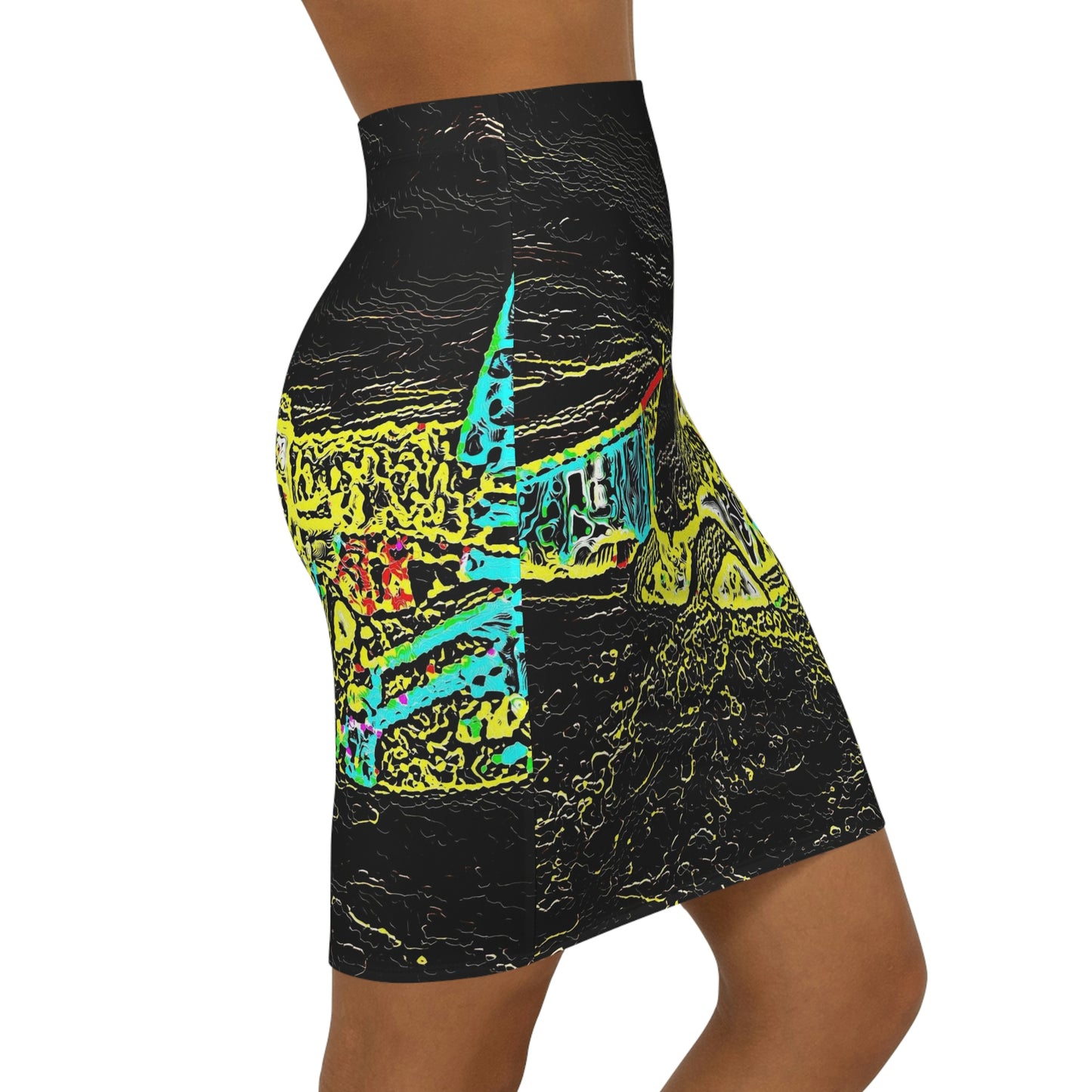Women's Mini Skirt (AOP) ... "Snow Vehicle In Snow Storm At-Rest" ... Circa 12Mar23 ... Central Idaho ... 18-Hours Rendering Time: Original Works ...