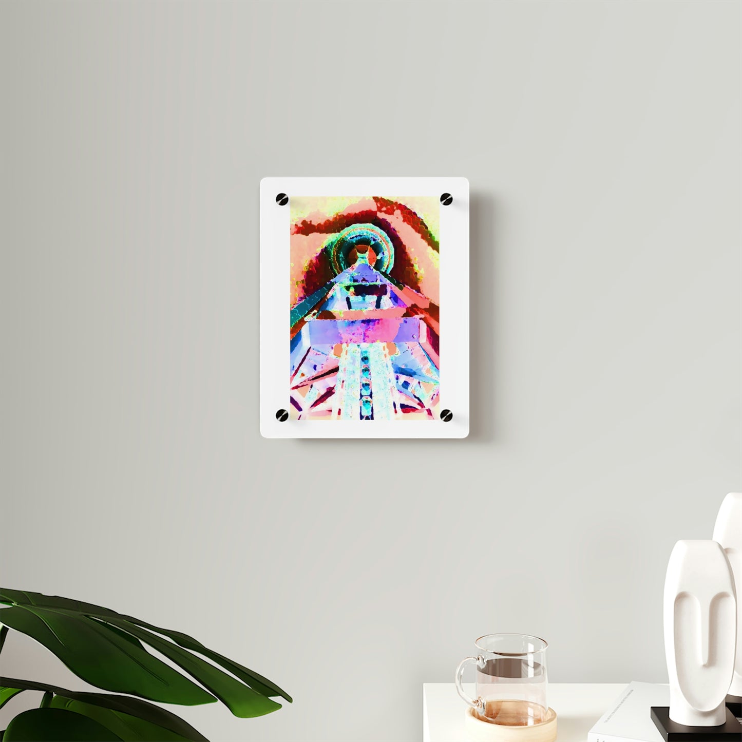 Acrylic Wall Art Panels ... "Seattle's World Fair" ... Below Space Needle 'Looking Up' ... On A Very Rainy Morning (Father's Family Photo). ... Original ...