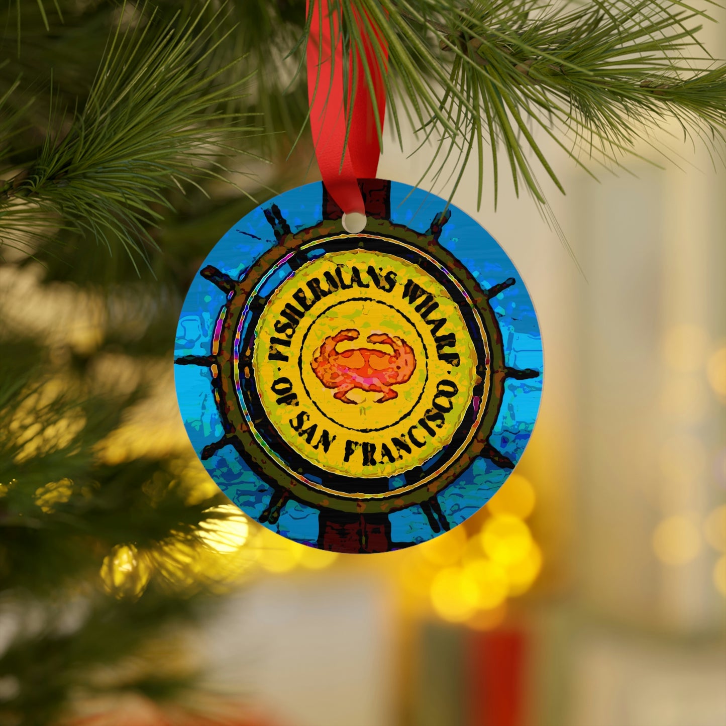Plywood Ornaments (Round, Berlin) ... "No.9 Fishermen's Grotto - Fishermen's Wharf, SF, California" ... Family Archives: 1970's ... Original Works ...