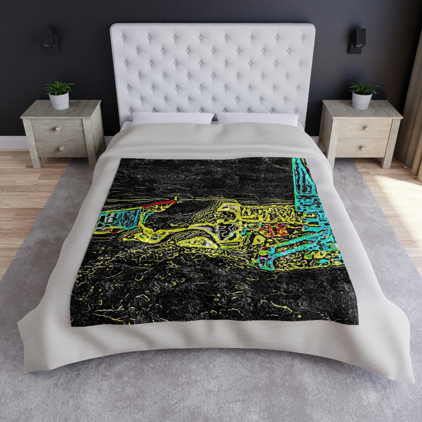 Crushed Velvet Blanket ...  "Snow Vehicle In Snow Storm At-Rest" ... Circa 12Mar23 ... Central Idaho ... 18-Hours Rendering Time: Original Works ...