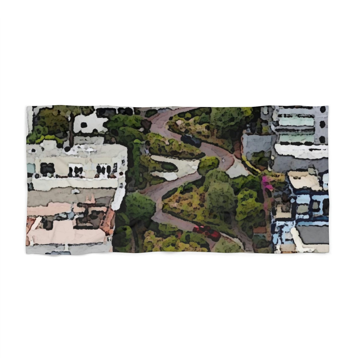 Beach Towel ... A Crazy Street ... 'Eight Winding Curve-Switchbacks' ... "Lombard Street, San Francisco, CA' ... Family Archives: 1970's ... Original Works ...