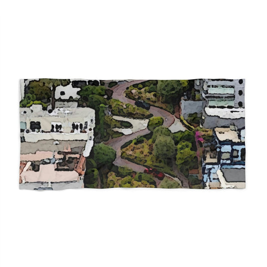 Beach Towel ... A Crazy Street ... 'Eight Winding Curve-Switchbacks' ... "Lombard Street, San Francisco, CA' ... Family Archives: 1970's ... Original Works ...