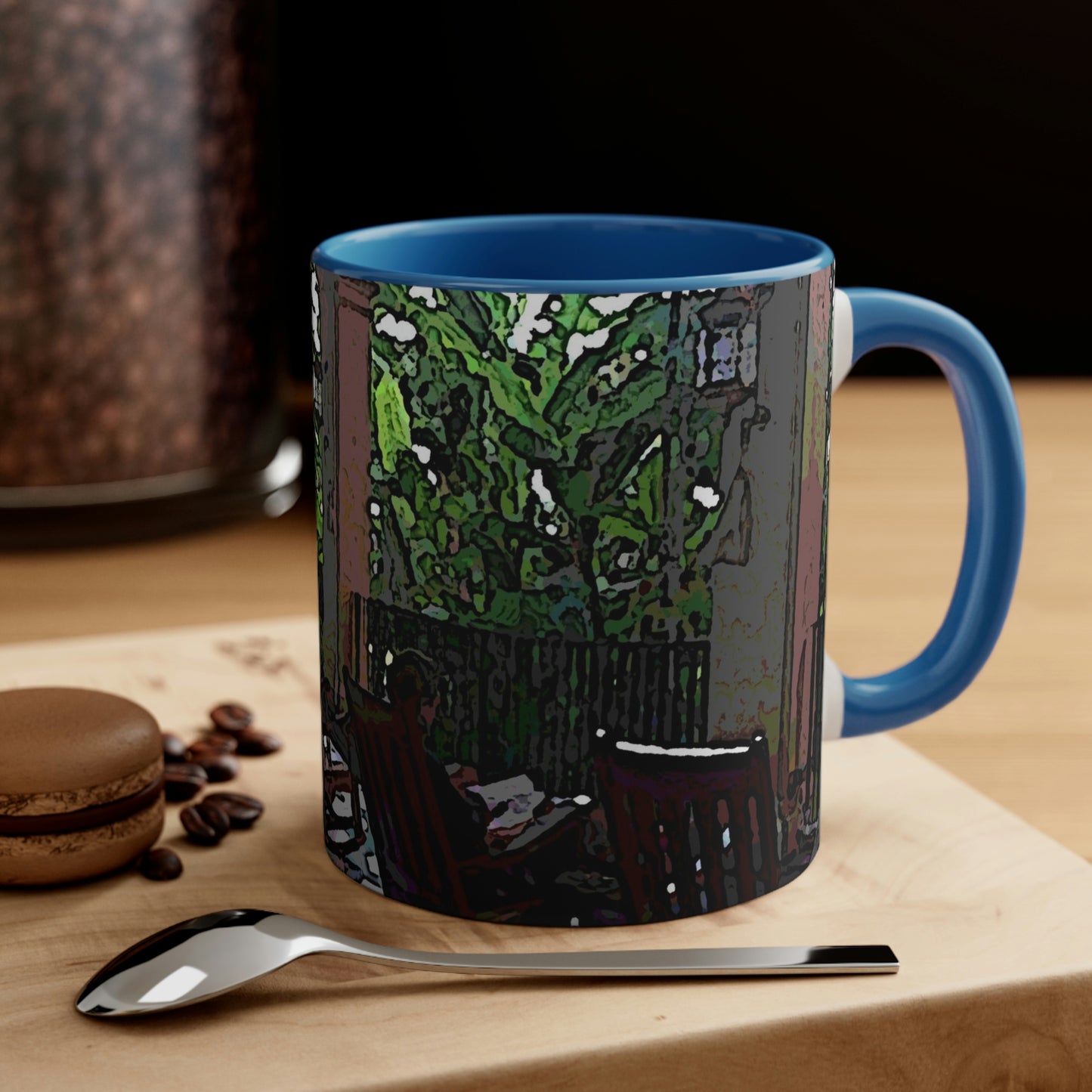 Accent Coffee Mug, 11oz ...  Lanai & Rocking Chairs At: 'The Pink Palace' ... The Royal Hawai'ian ... Honolulu, HI ... '27Oct2014' ... Original Works ...