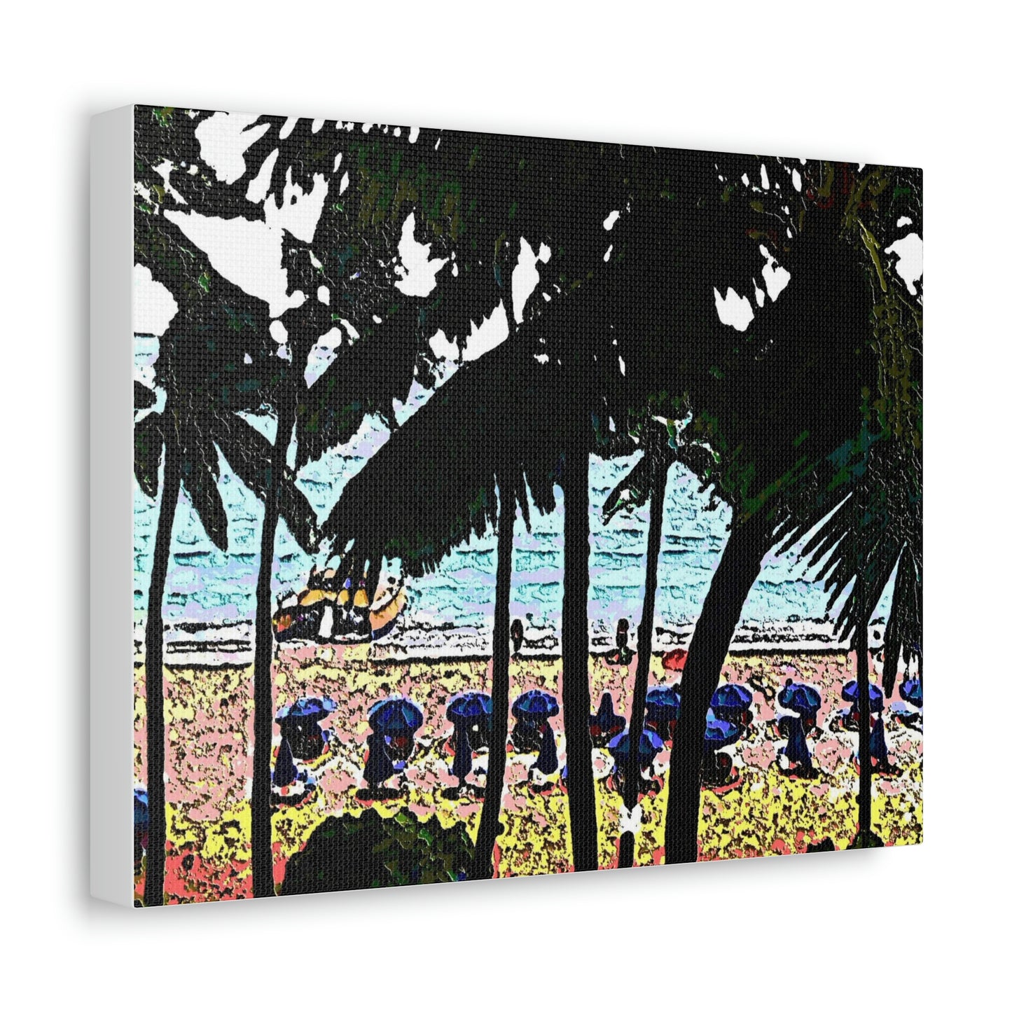 Satin Canvas, Stretched ... "A Beautiful Beach Amongst The Palms" ... The Outrigger Waikiki, Honolulu, Oahu ... Original Works ...