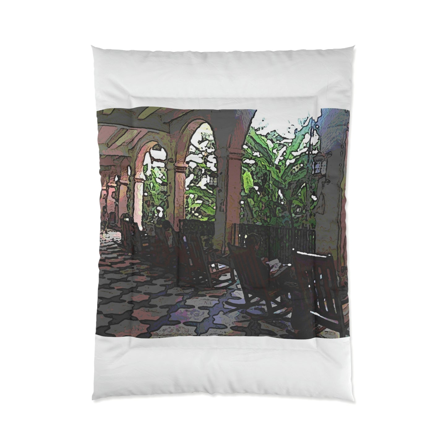 Comforter ... Lanai & Rocking Chairs At: 'The Pink Palace' ... The Royal Hawai'ian ... Honolulu, HI ... '27Oct2014' ... Original Works ...
