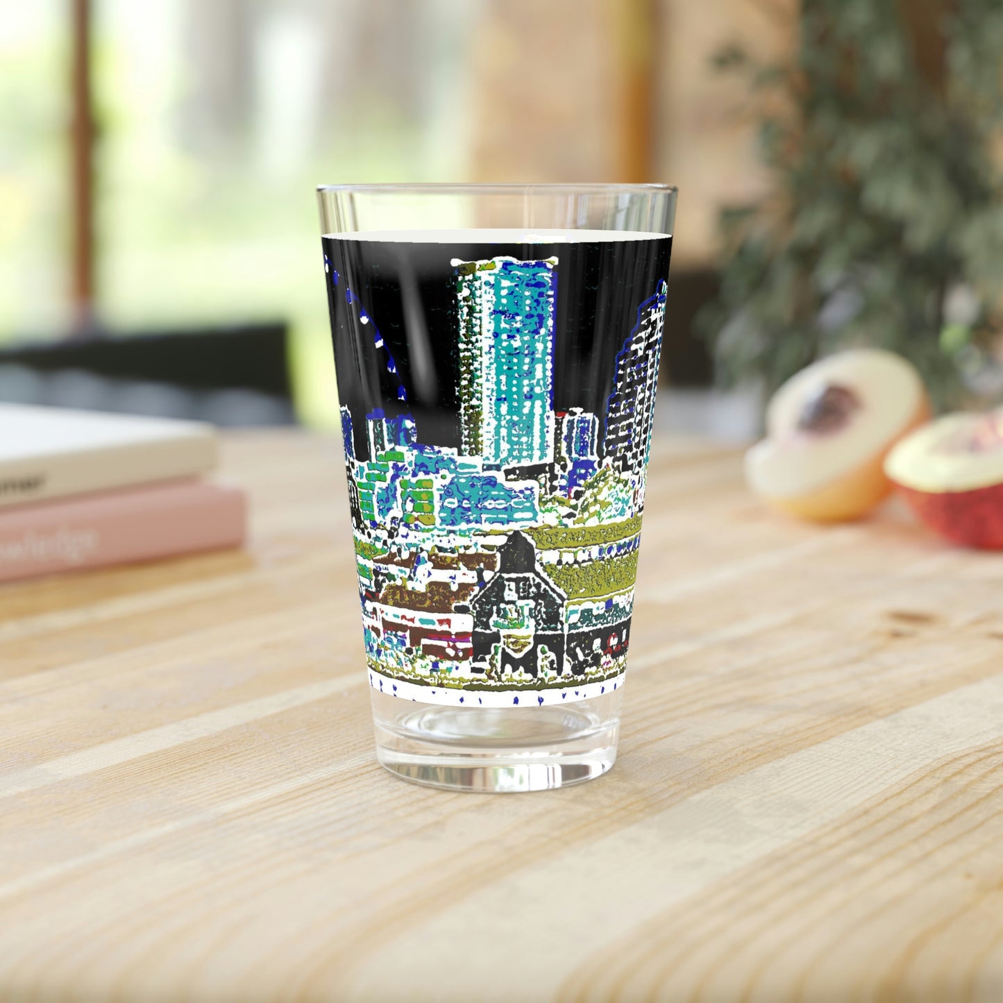 Pint Glass, 16oz ... That Classic Wheel ... 'Seattle's Wheel' ... & Old Classic Waterside Vendors ...  'Family Archives' ... Original Works ...