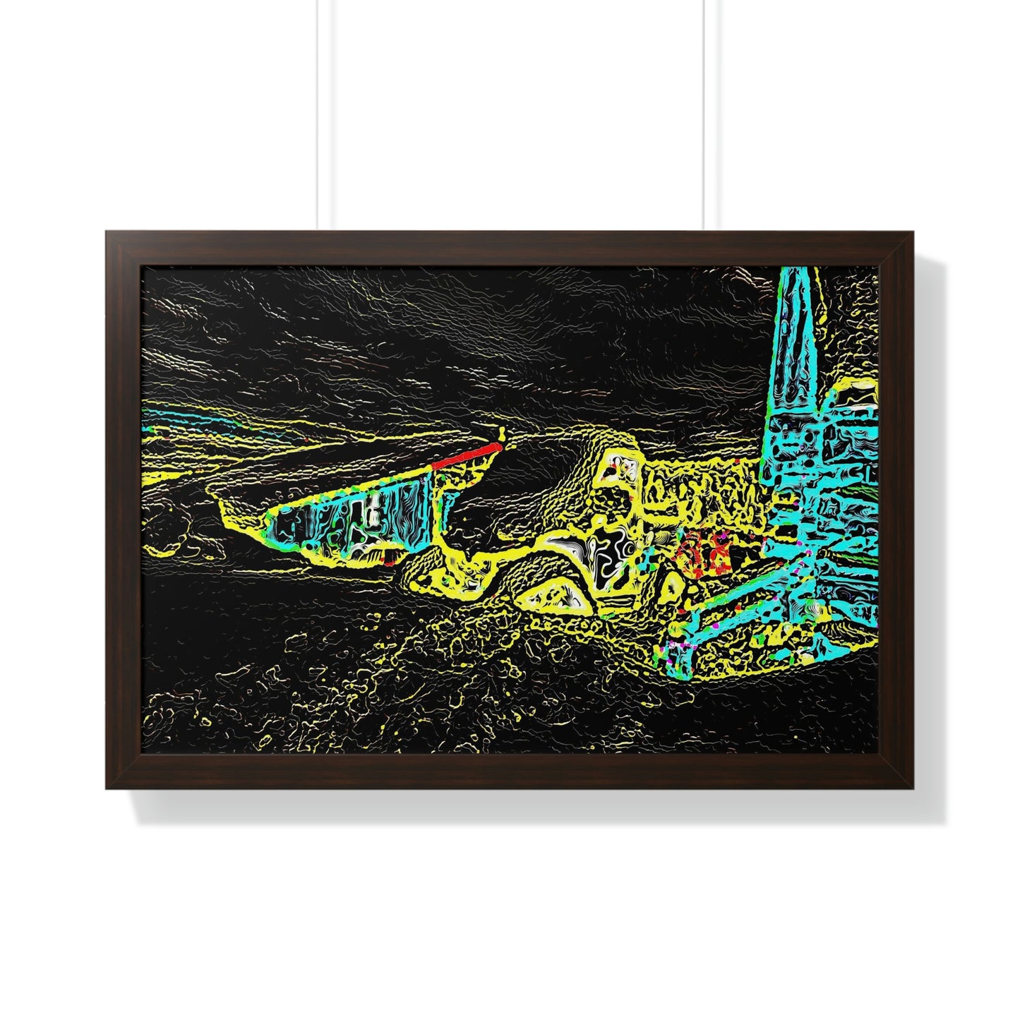 Framed Horizontal Poster ... "Snow Vehicle In Snow Storm At-Rest" ... Circa 12Mar23 ... Central Idaho ... 18-Hours Rendering Time: Original Works ...