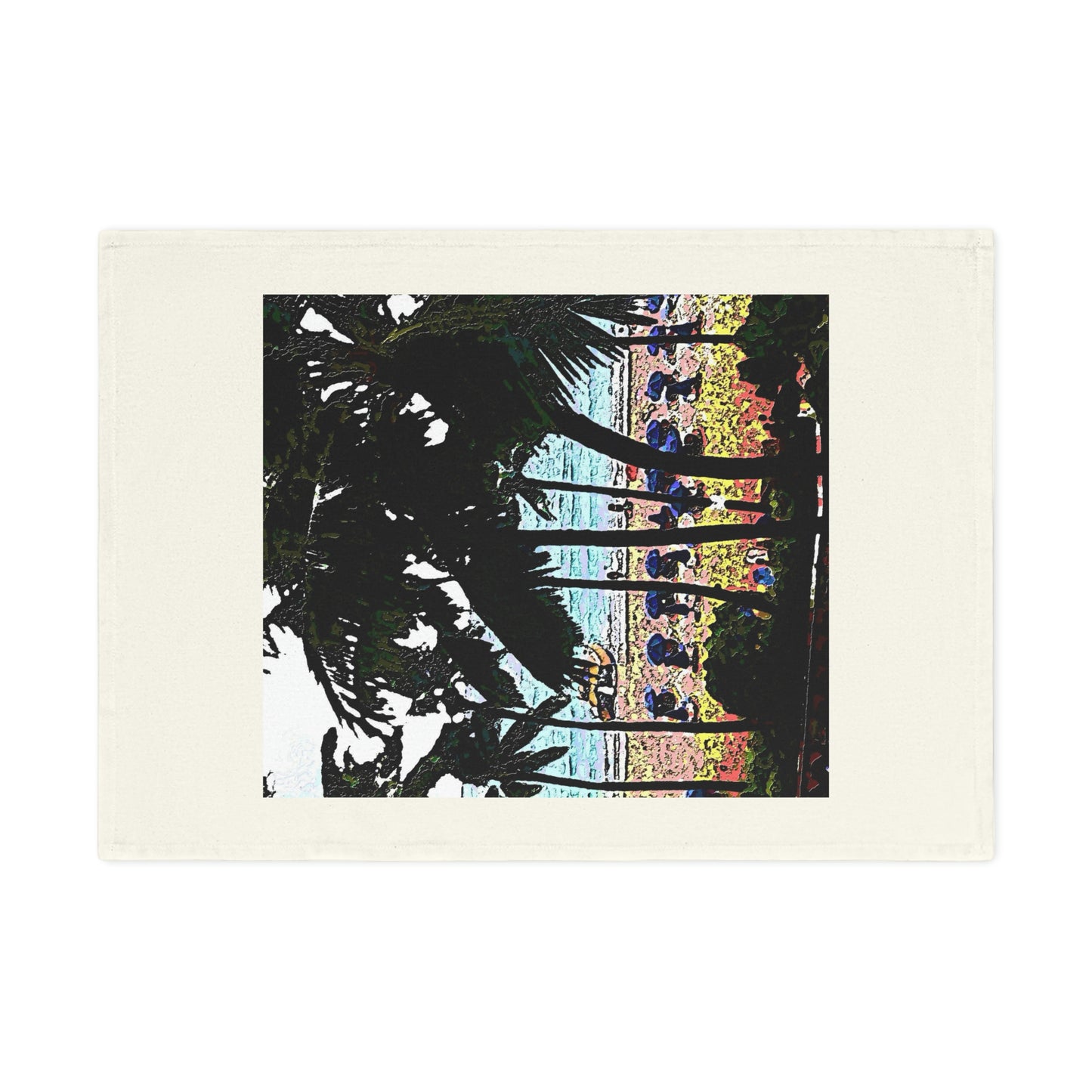 Cotton Tea Towel ... "A Beautiful Beach Amongst The Palms" ... The Outrigger Waikiki, Honolulu, Oahu ... Original Works ...